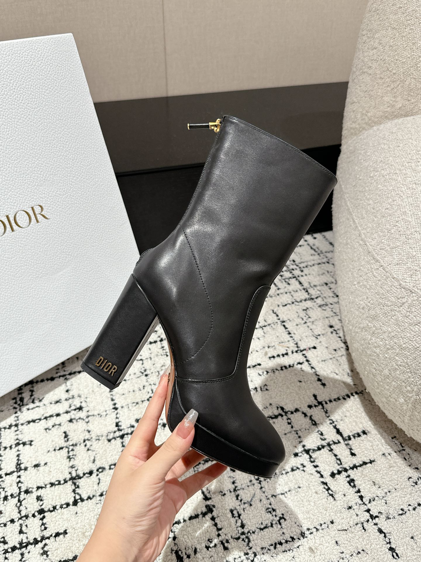 DIOR Ankle Boots 100mm Black Lambskin