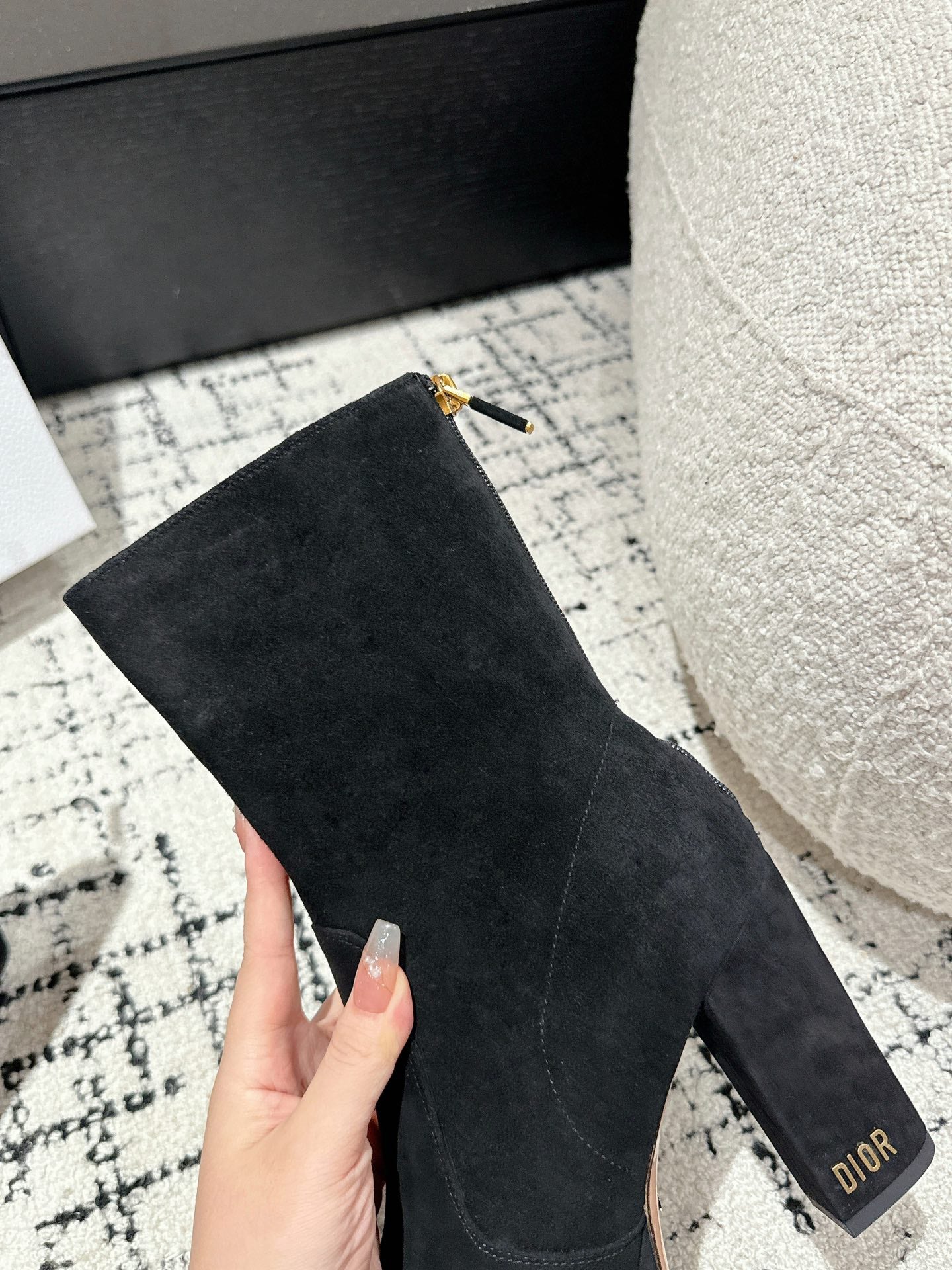 DIOR Ankle Boots 100mm Black Suede
