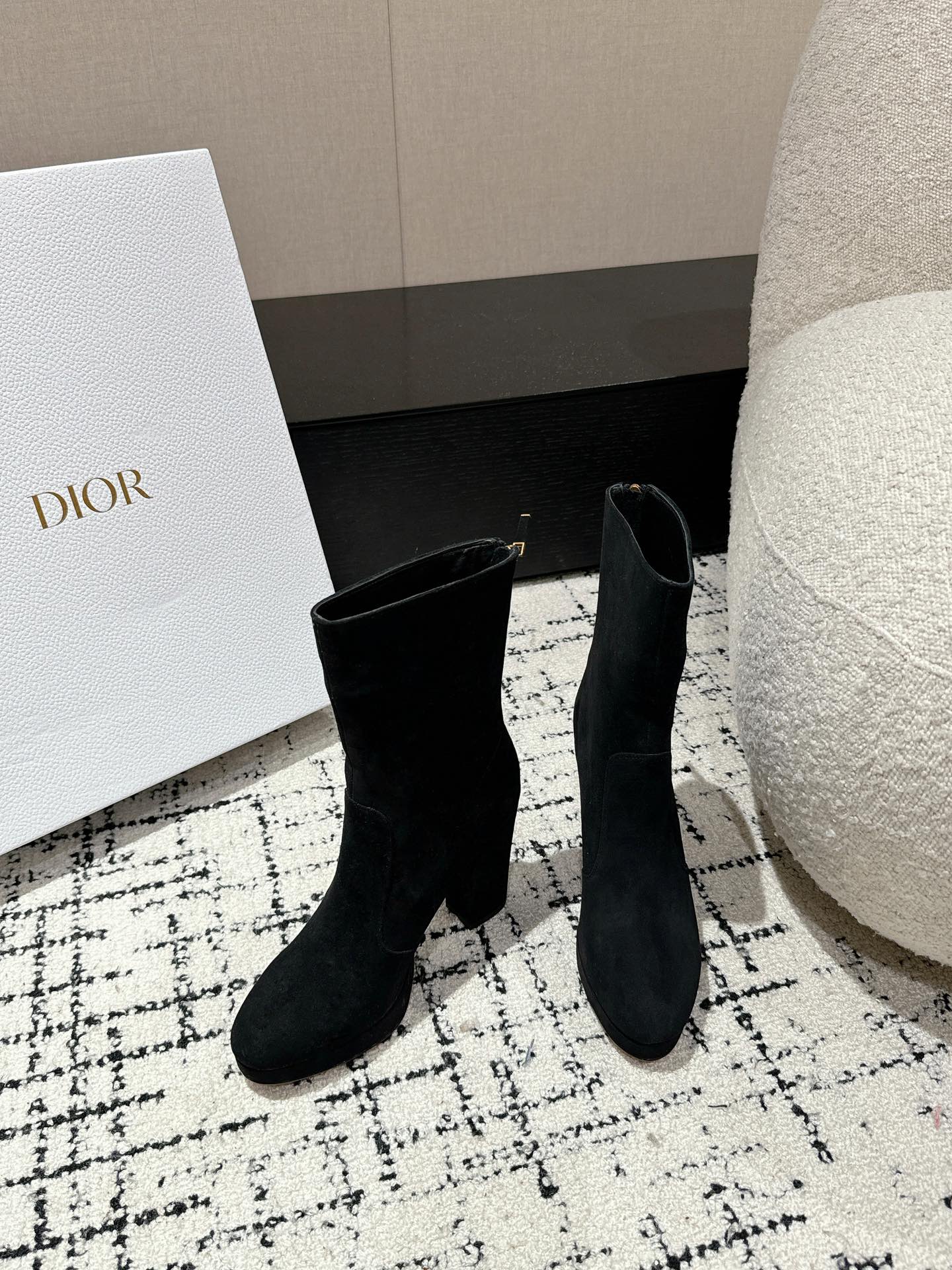 DIOR Ankle Boots 100mm Black Suede