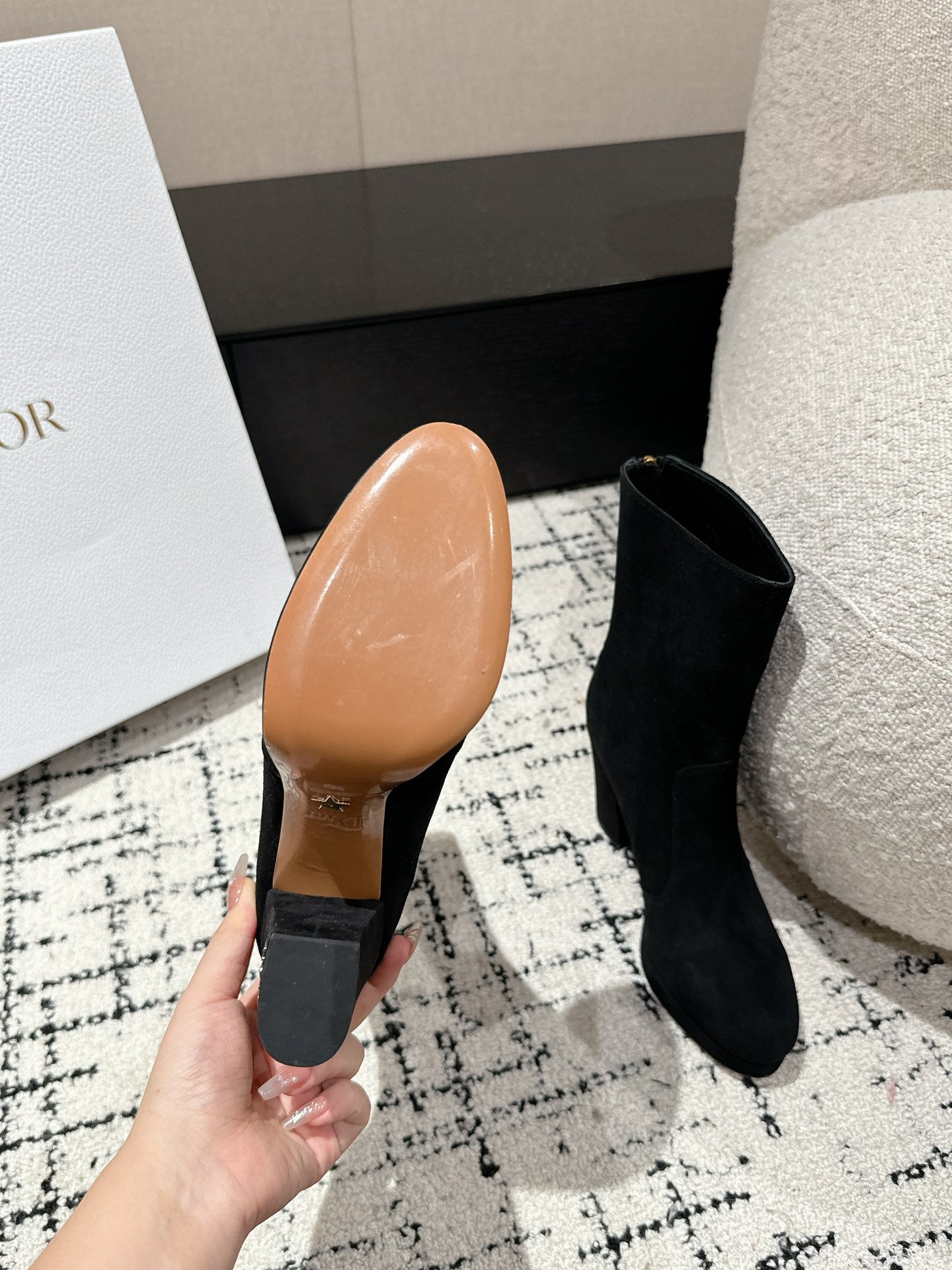 DIOR Ankle Boots 100mm Black Suede