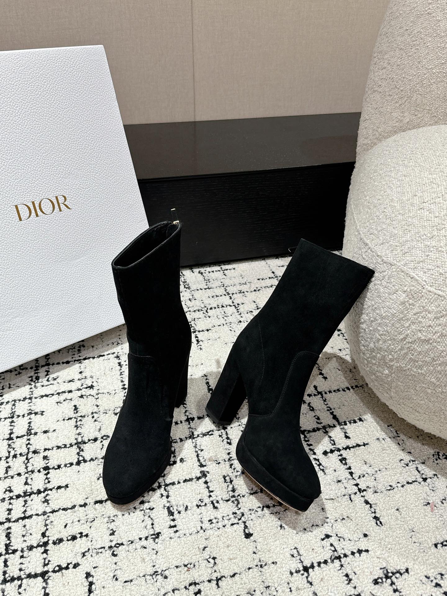 DIOR Ankle Boots 100mm Black Suede