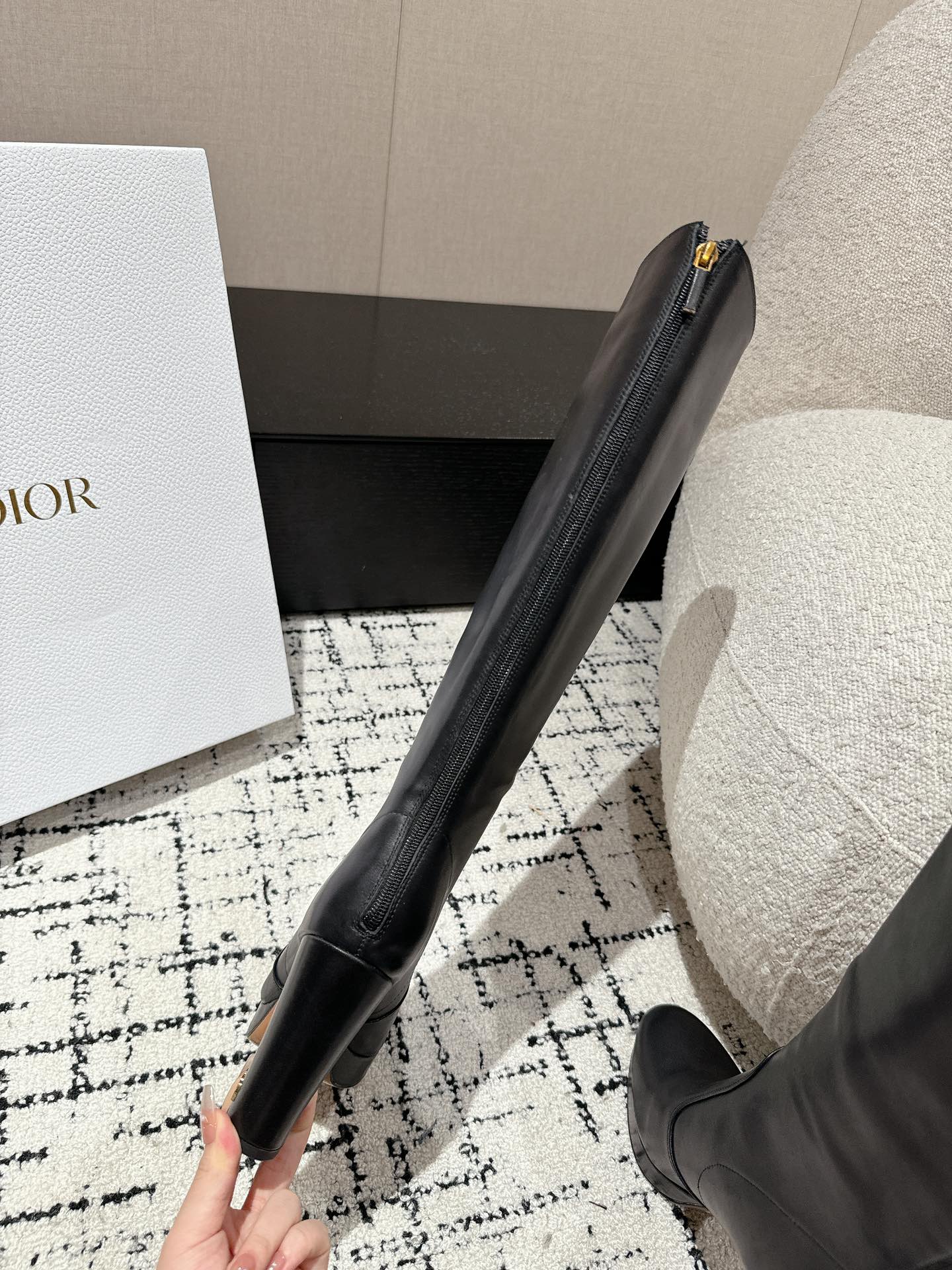 DIOR High Boots 100mm Black Lambskin