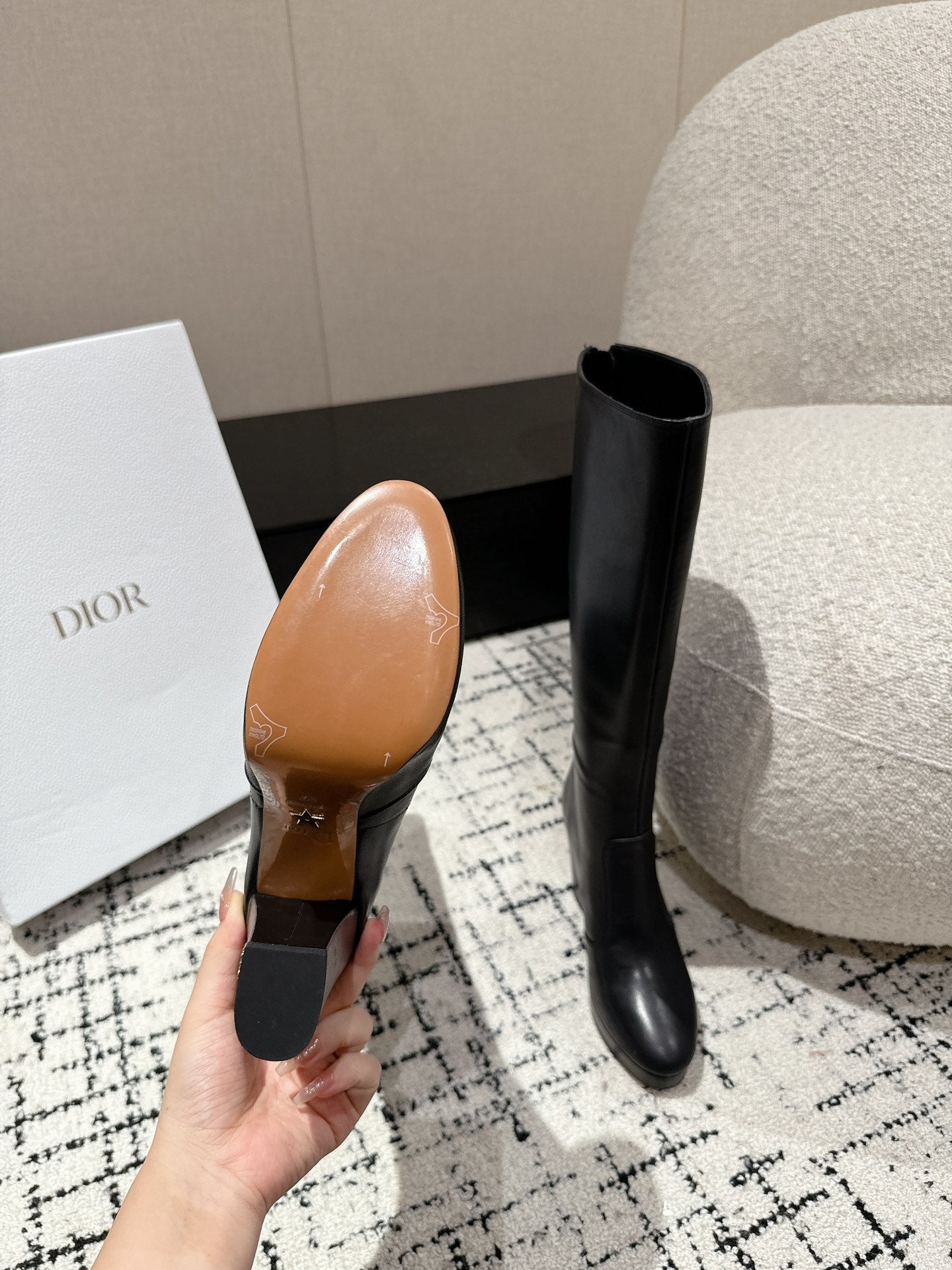 DIOR High Boots 100mm Black Lambskin
