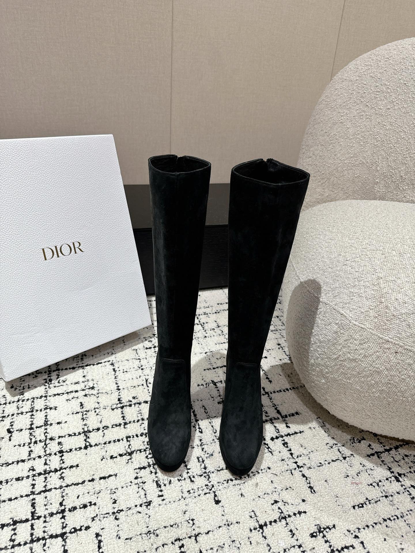 DIOR High Boots 100mm Black Suede