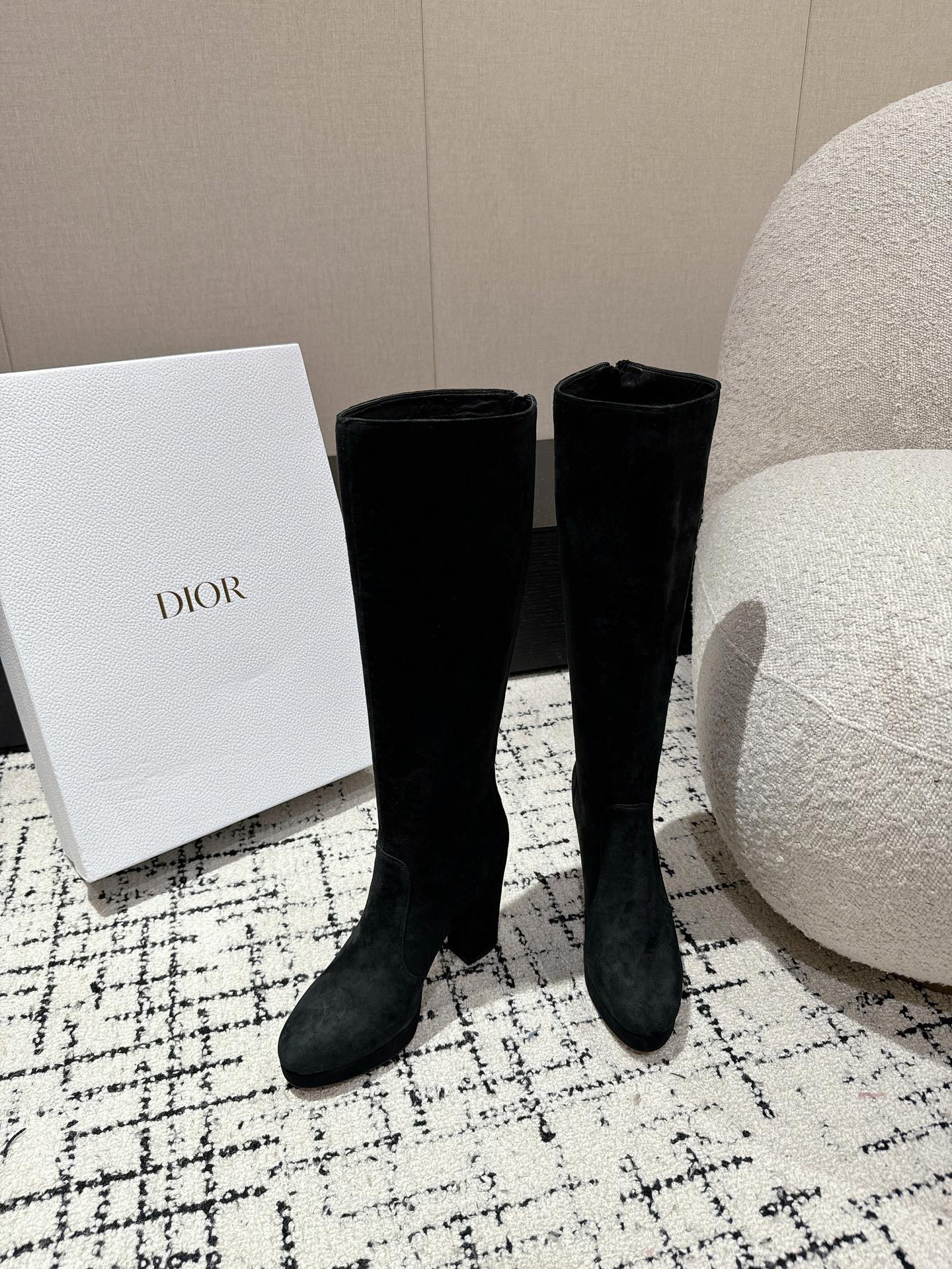 DIOR High Boots 100mm Black Suede