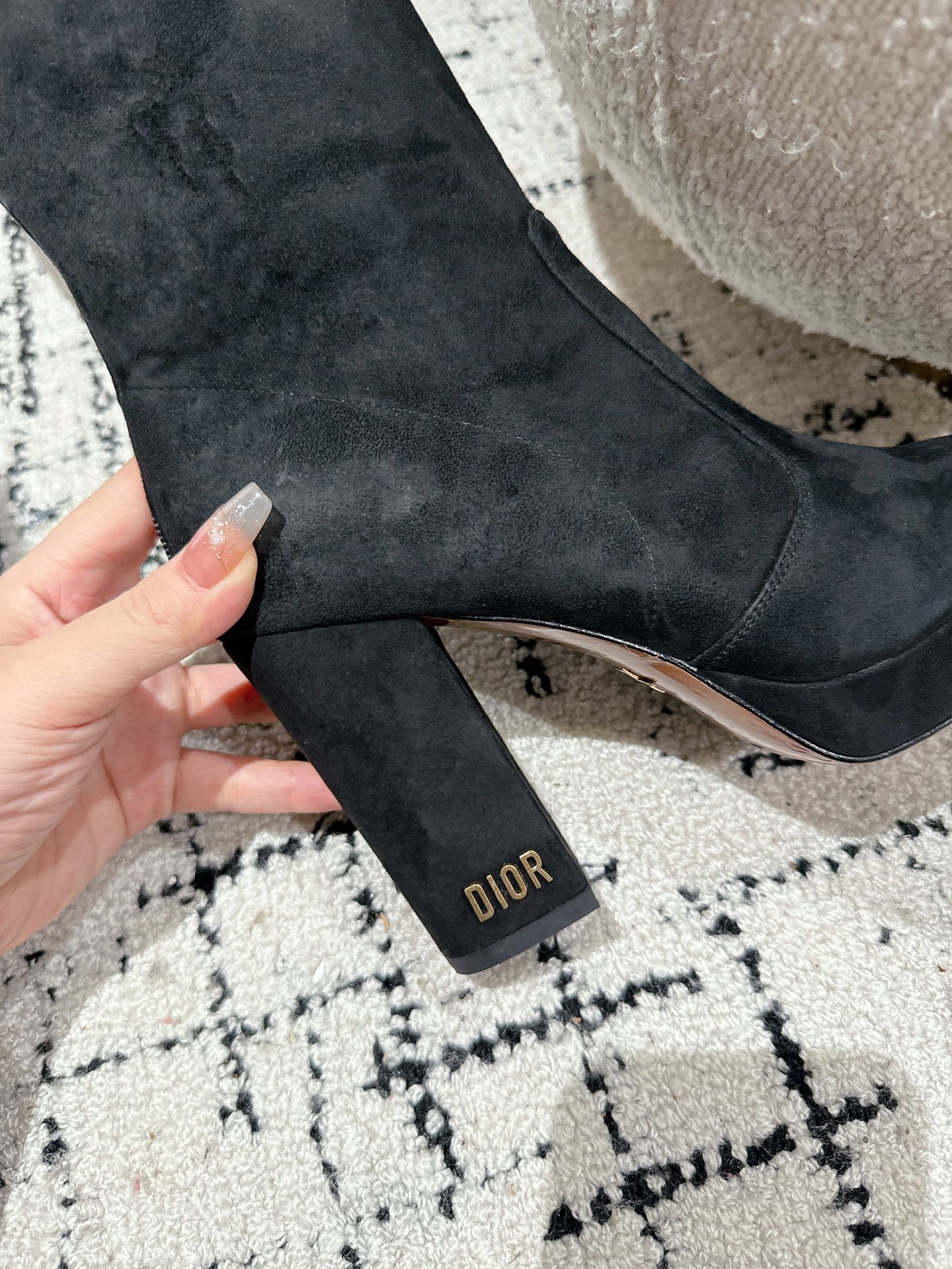 DIOR High Boots 100mm Black Suede