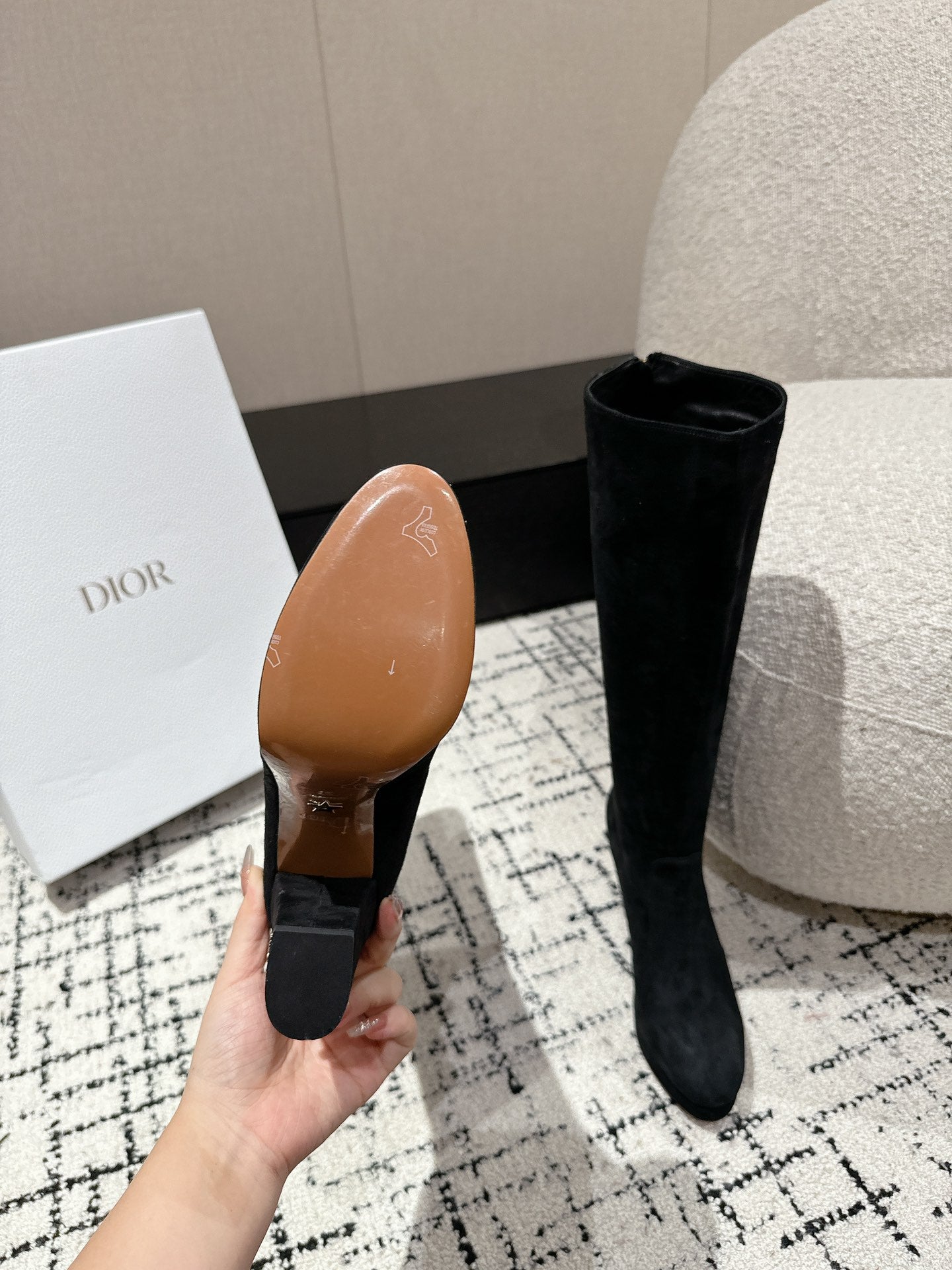 DIOR High Boots 100mm Black Suede