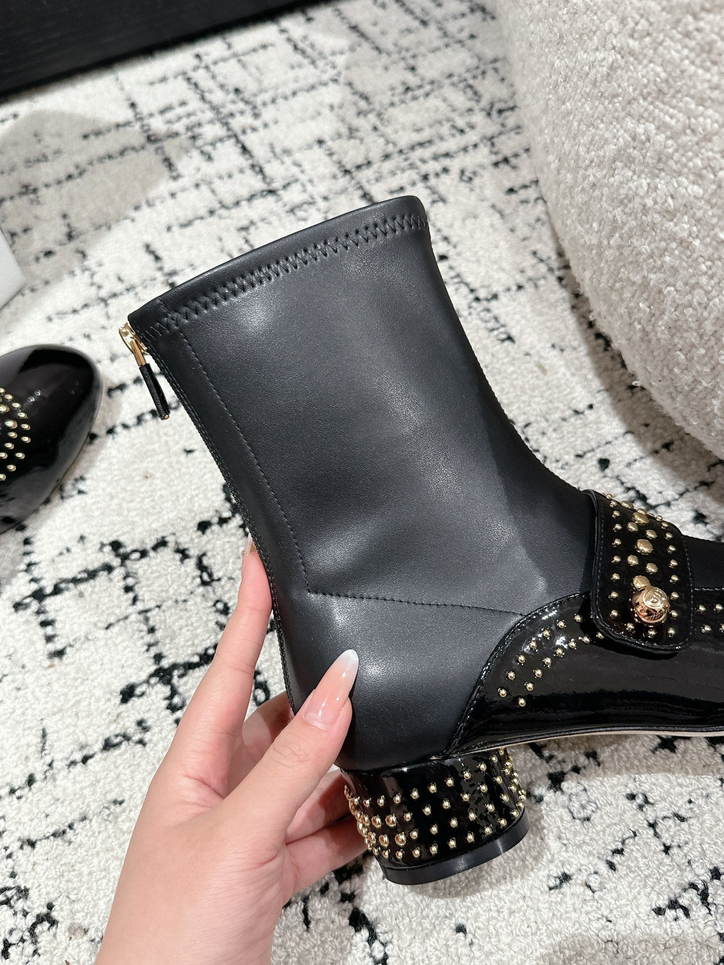 DIOR Belle-D Heeled Ankle Boot Black Lambskin