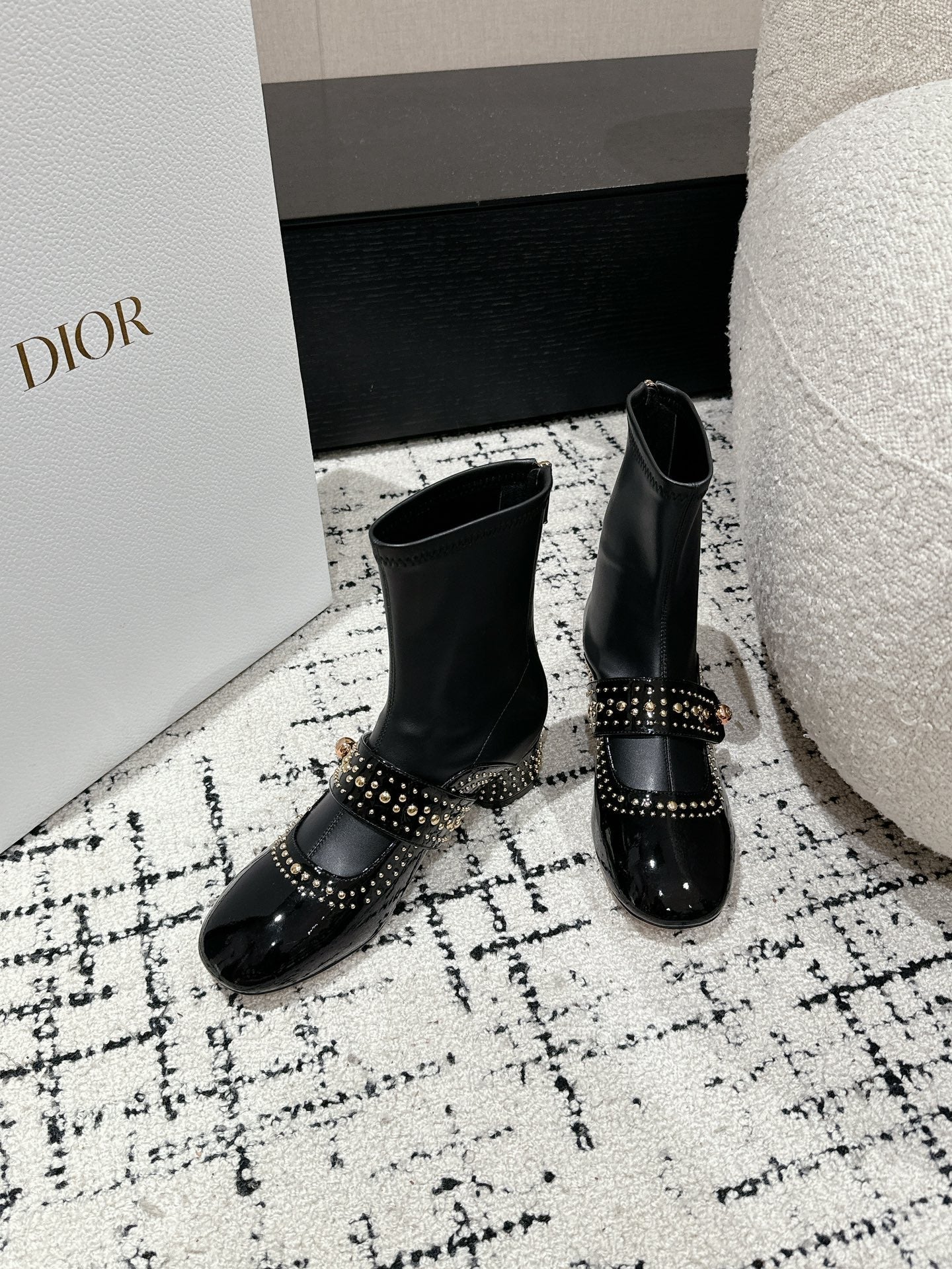 DIOR Belle-D Heeled Ankle Boot Black Lambskin