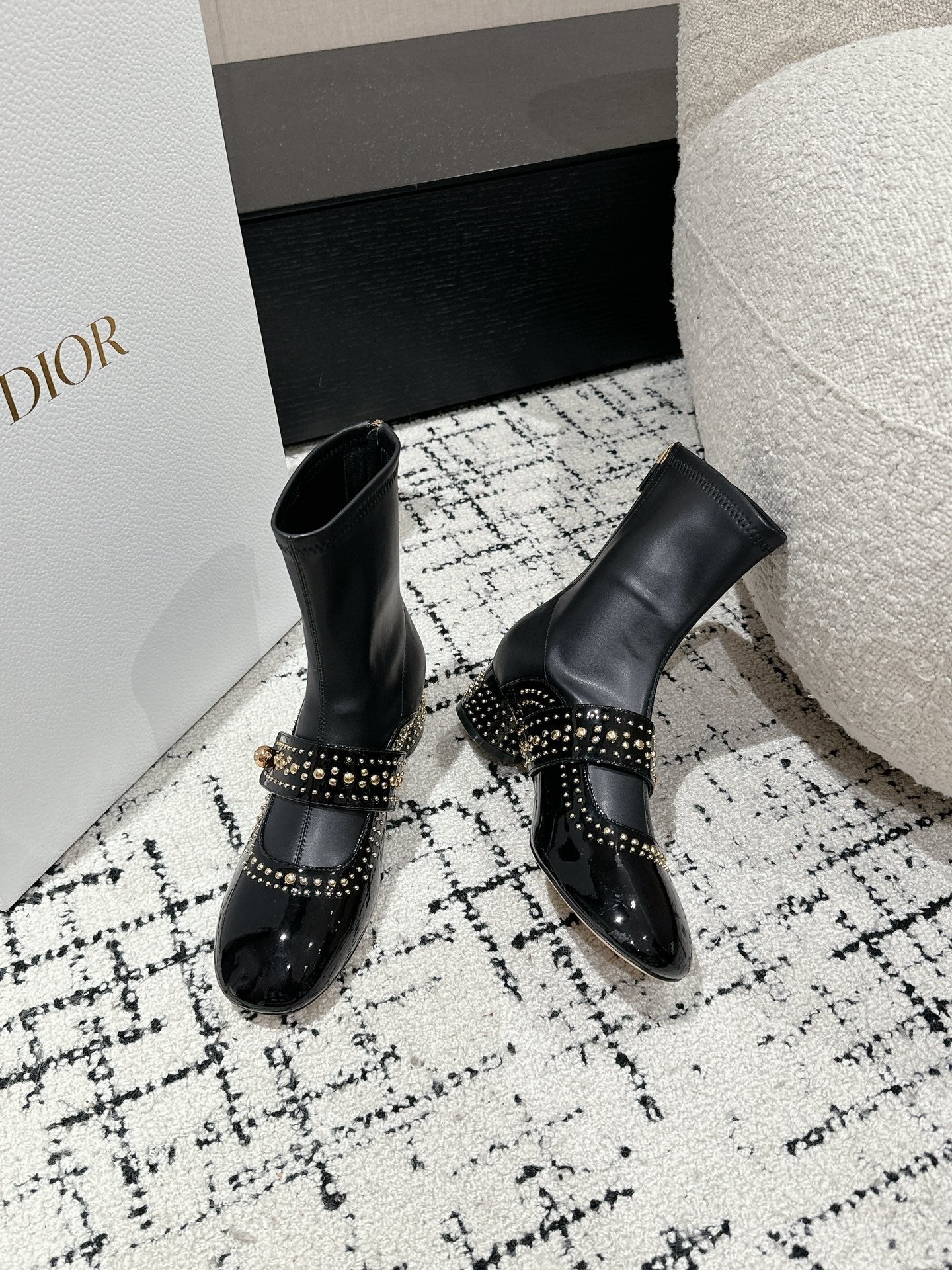 DIOR Belle-D Heeled Ankle Boot Black Lambskin