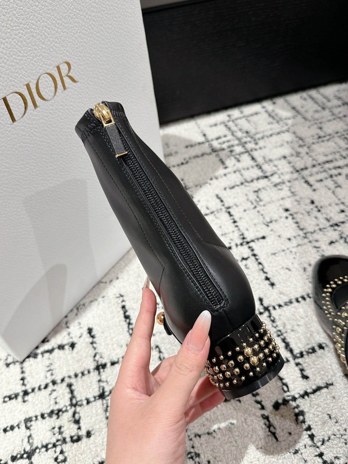 DIOR Belle-D Heeled Ankle Boot Black Lambskin