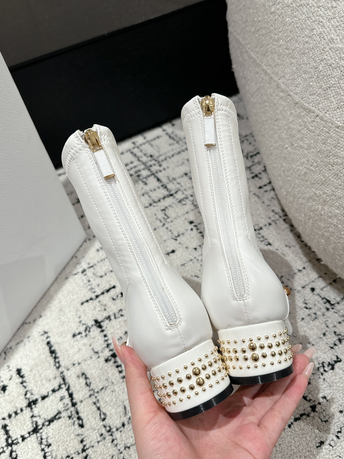 DIOR Belle-D Heeled Ankle Boot White Lambskin