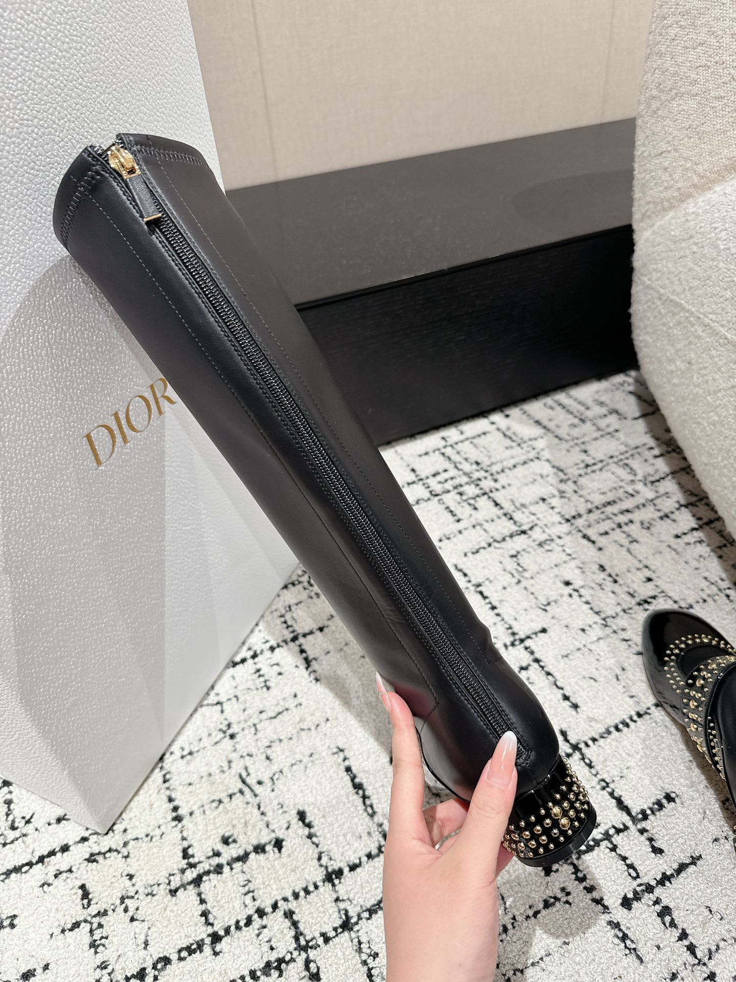 DIOR Belle-D Heeled Boot Black Lambskin