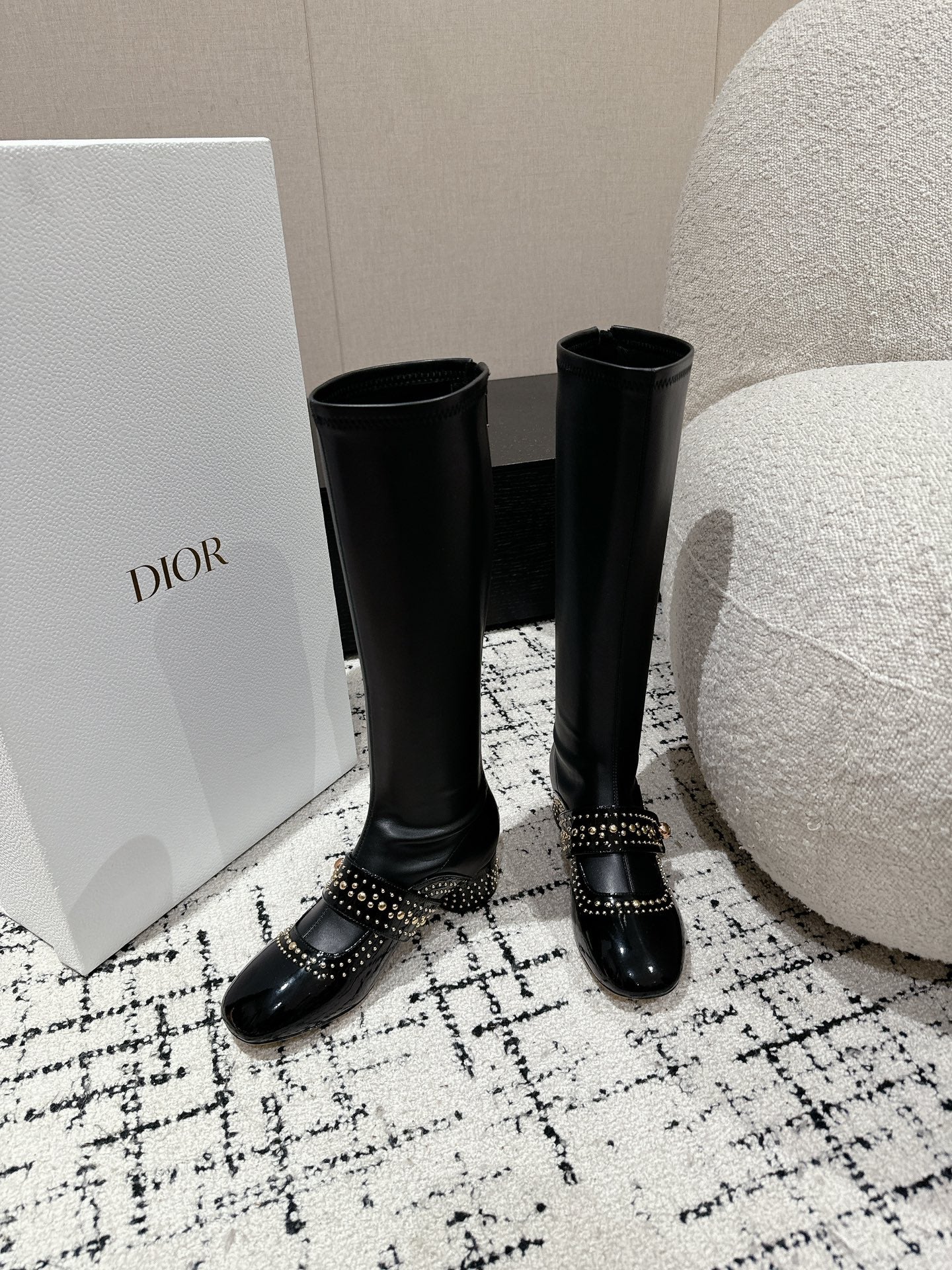 DIOR Belle-D Heeled Boot Black Lambskin