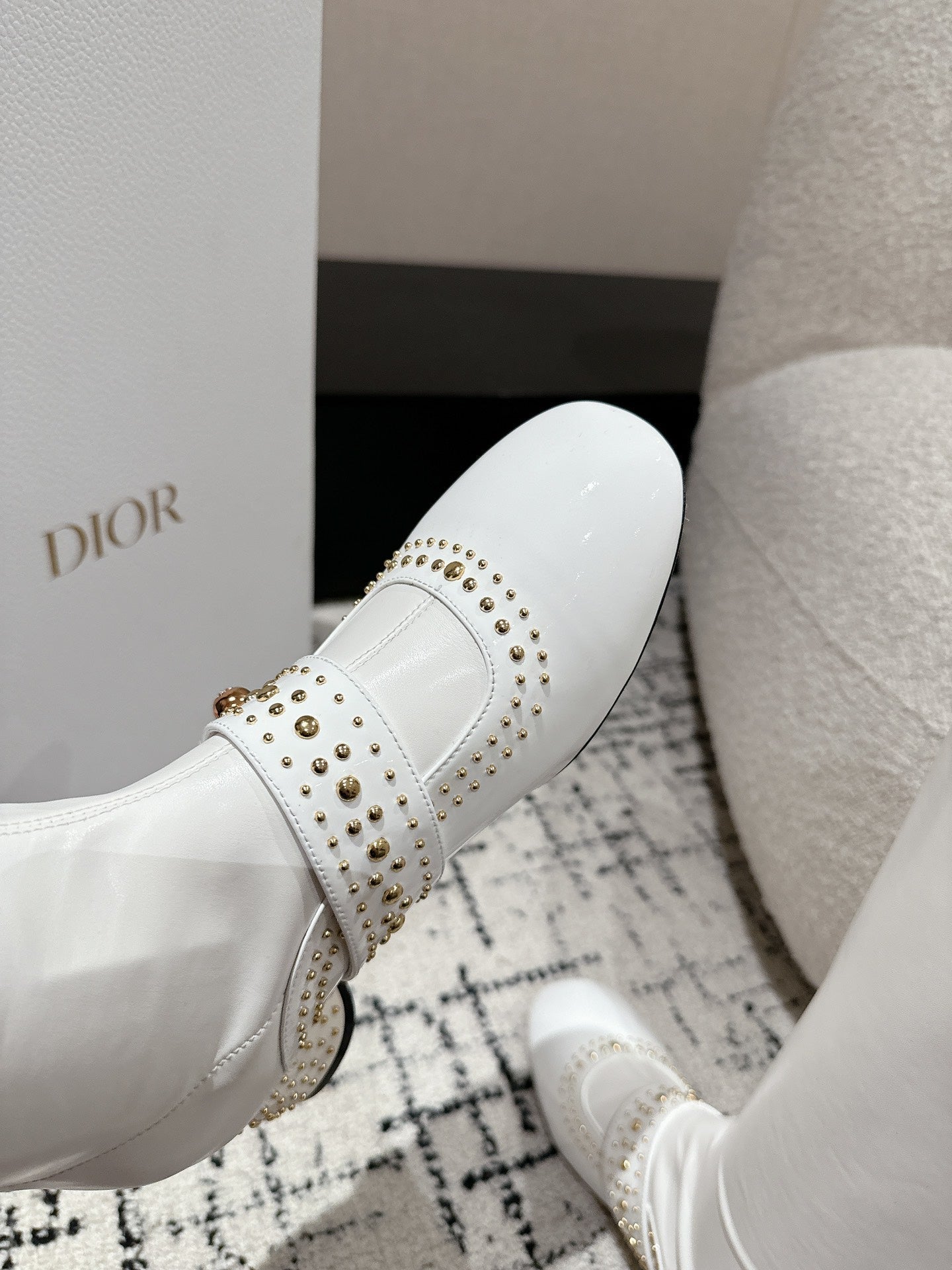 DIOR Belle-D Heeled Boot White Lambskin