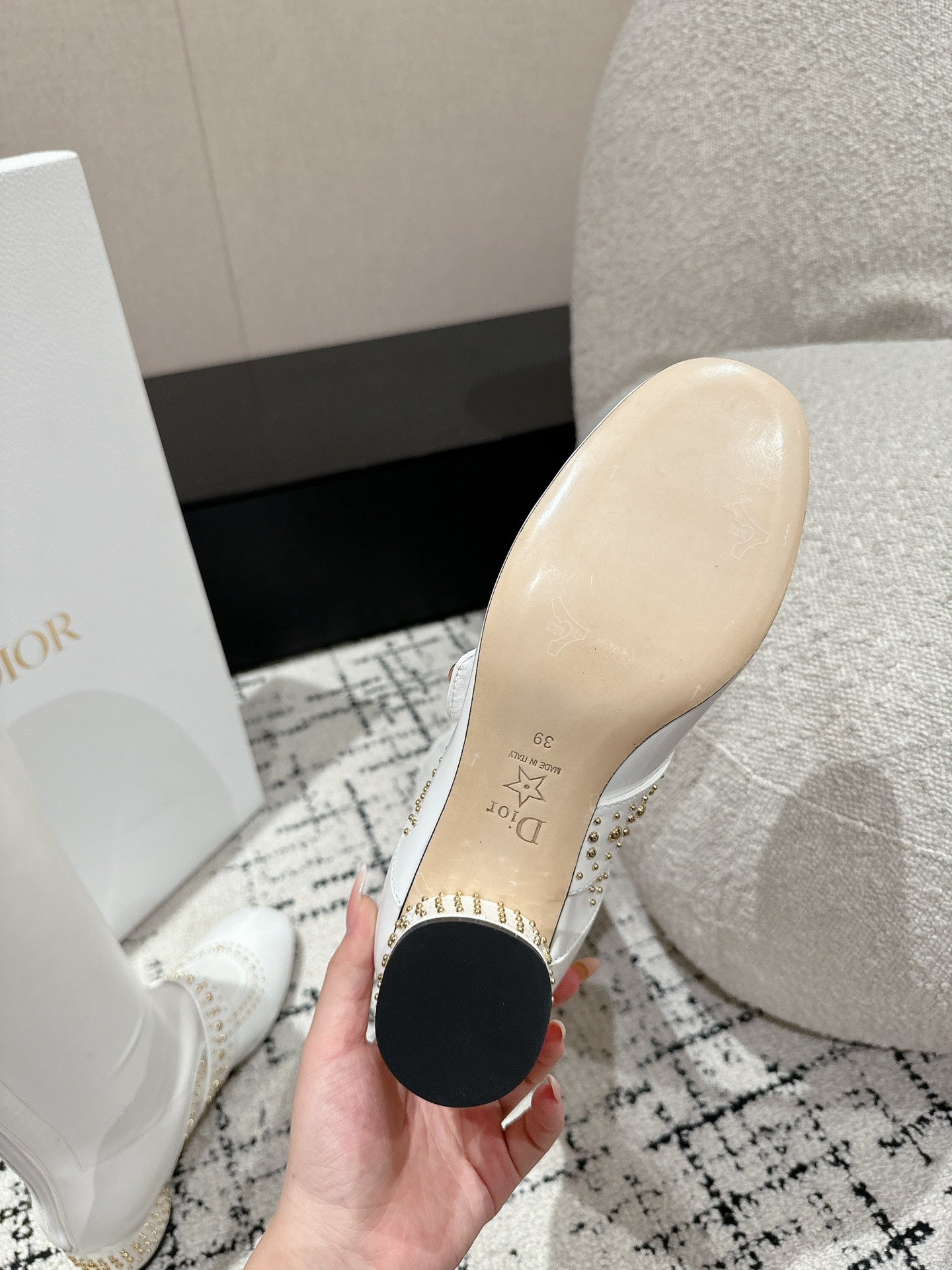 DIOR Belle-D Heeled Boot White Lambskin