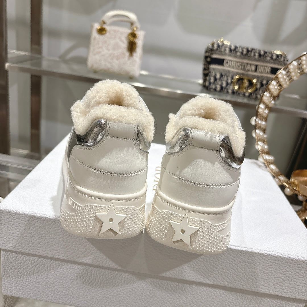 DIOR DIOR Star Platform Sneaker In Glossy Silver Cowhide 996418