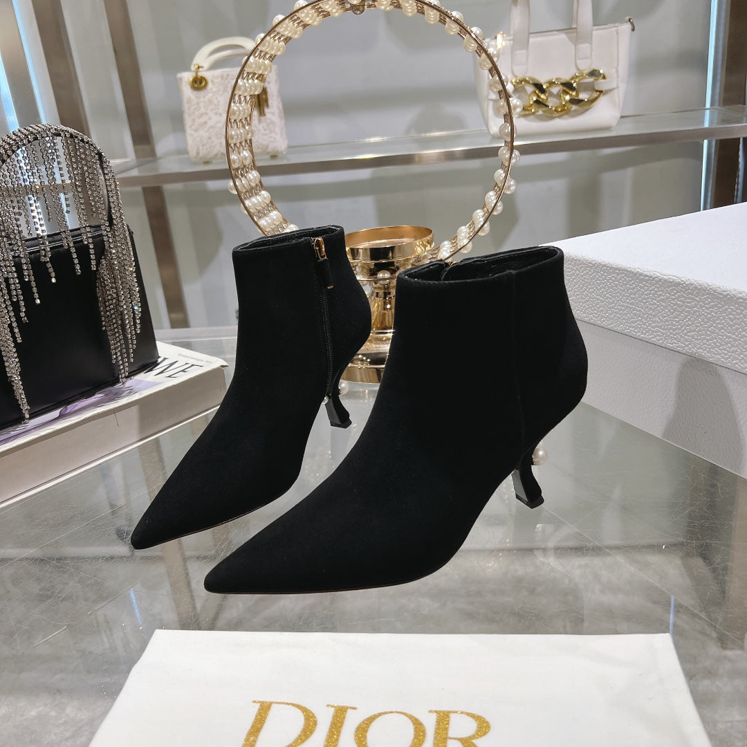 DIOR Tribales Heeled Ankle Boot 65mm In Black Suede 996430