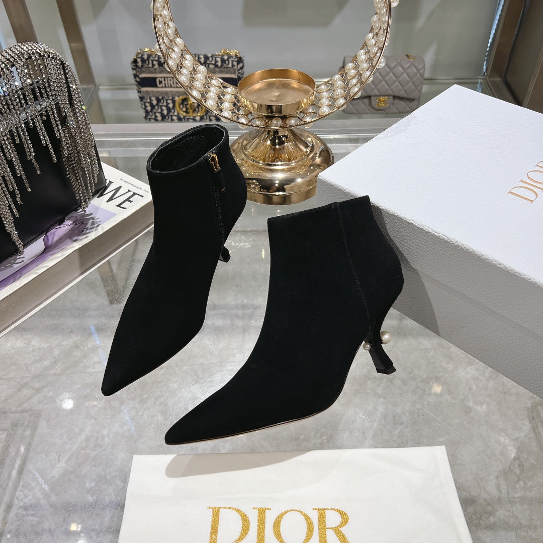 DIOR Tribales Heeled Ankle Boot 65mm In Black Suede 996430