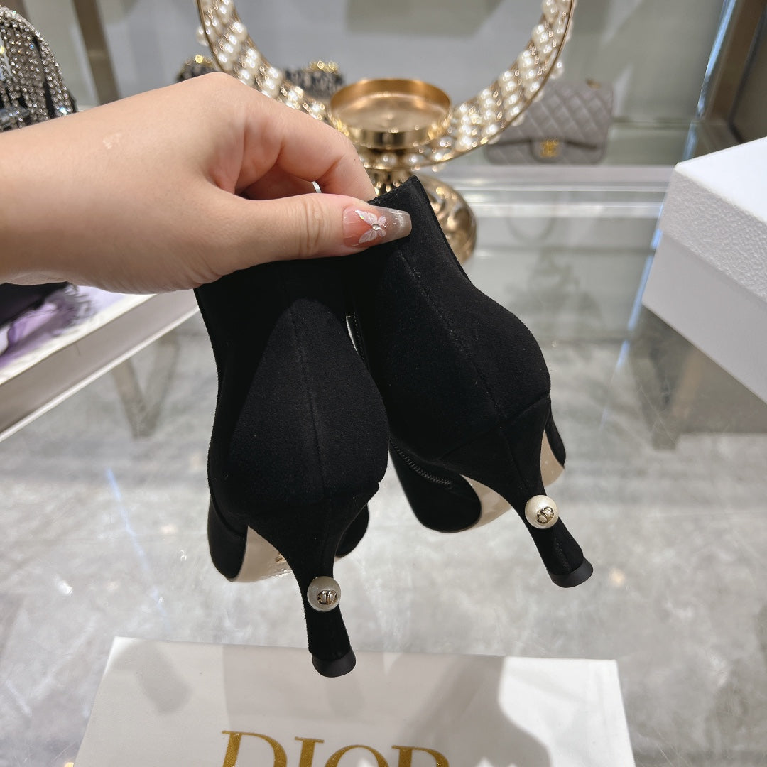 DIOR Tribales Heeled Ankle Boot 65mm In Black Suede 996430