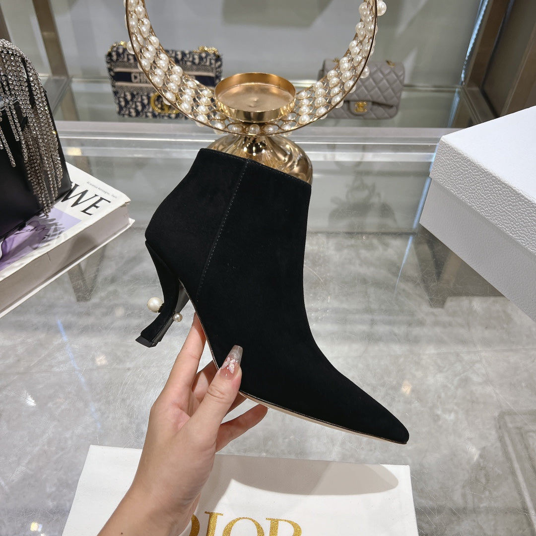 DIOR Tribales Heeled Ankle Boot 65mm In Black Suede 996430