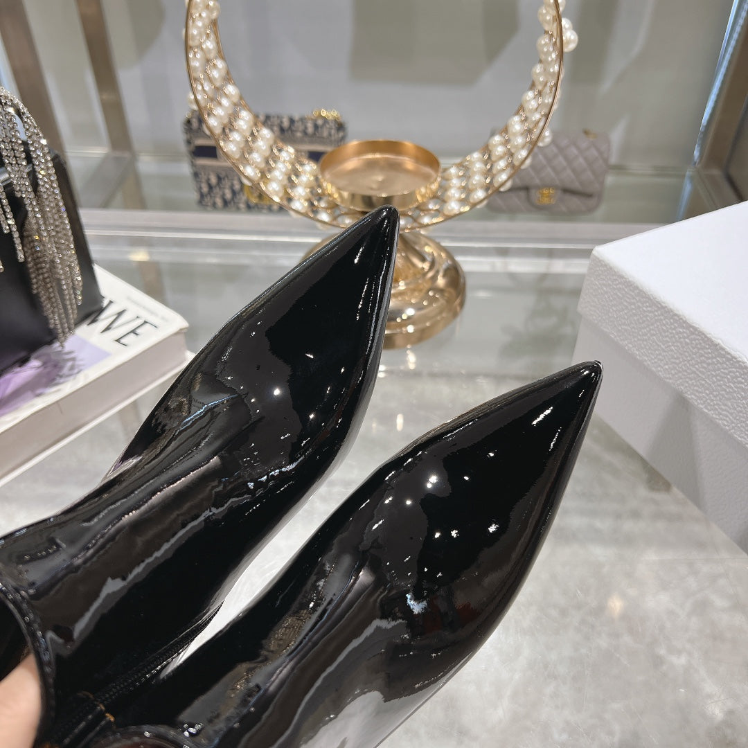 DIOR Tribales Heeled Ankle Boot 65mm In Black Glossy Cowhide 996434