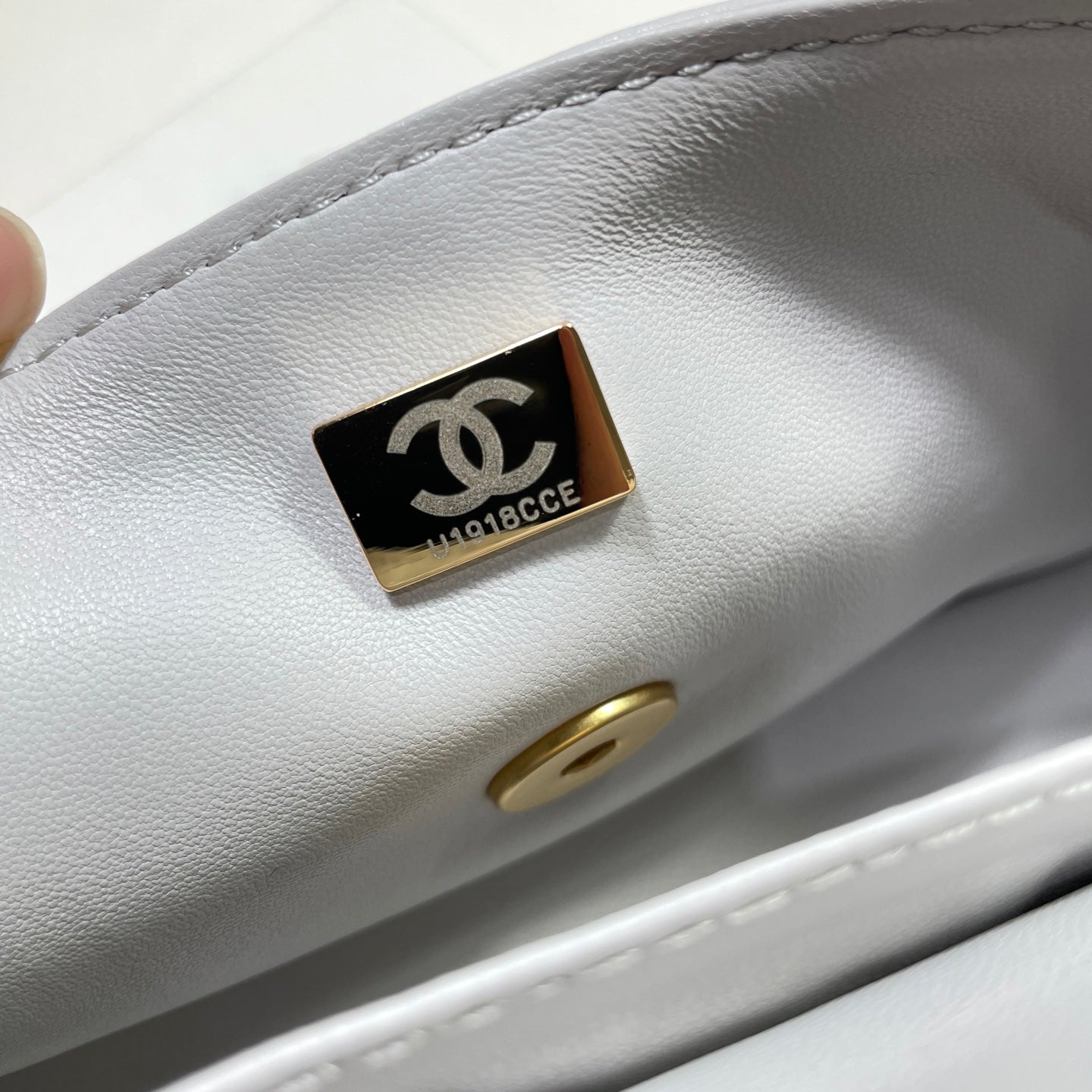 CHANEL 25P Mini Flap Bag 22cm Top Handle Grey Calfskin Gold Hardware