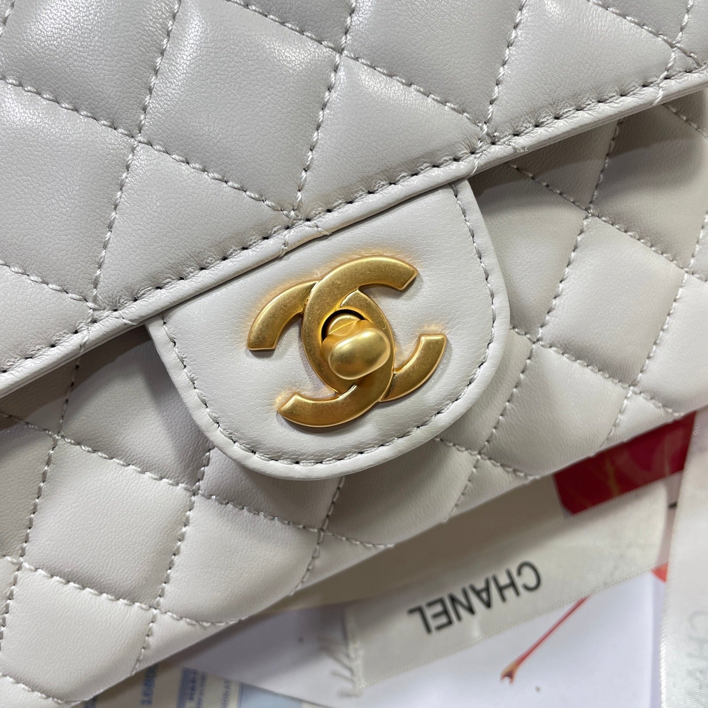 CHANEL 25P Mini Flap Bag 20cm Top Handle Grey Calfskin Gold Hardware