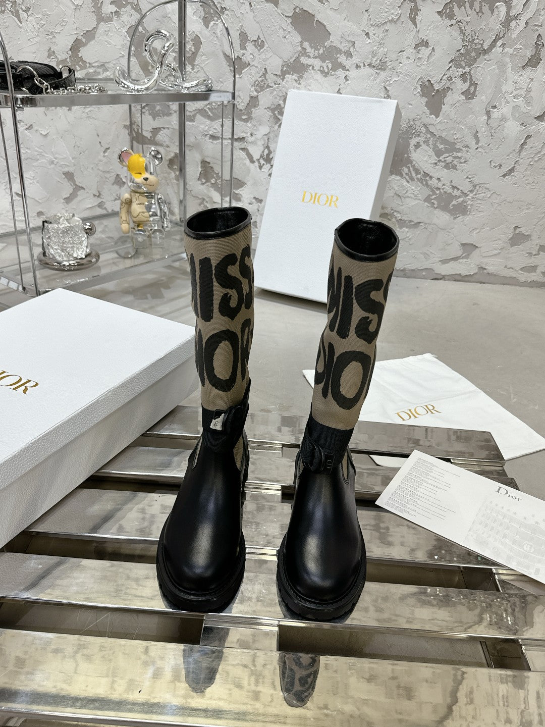DIOR D-Major Boot In Light Brown Canvas 100574