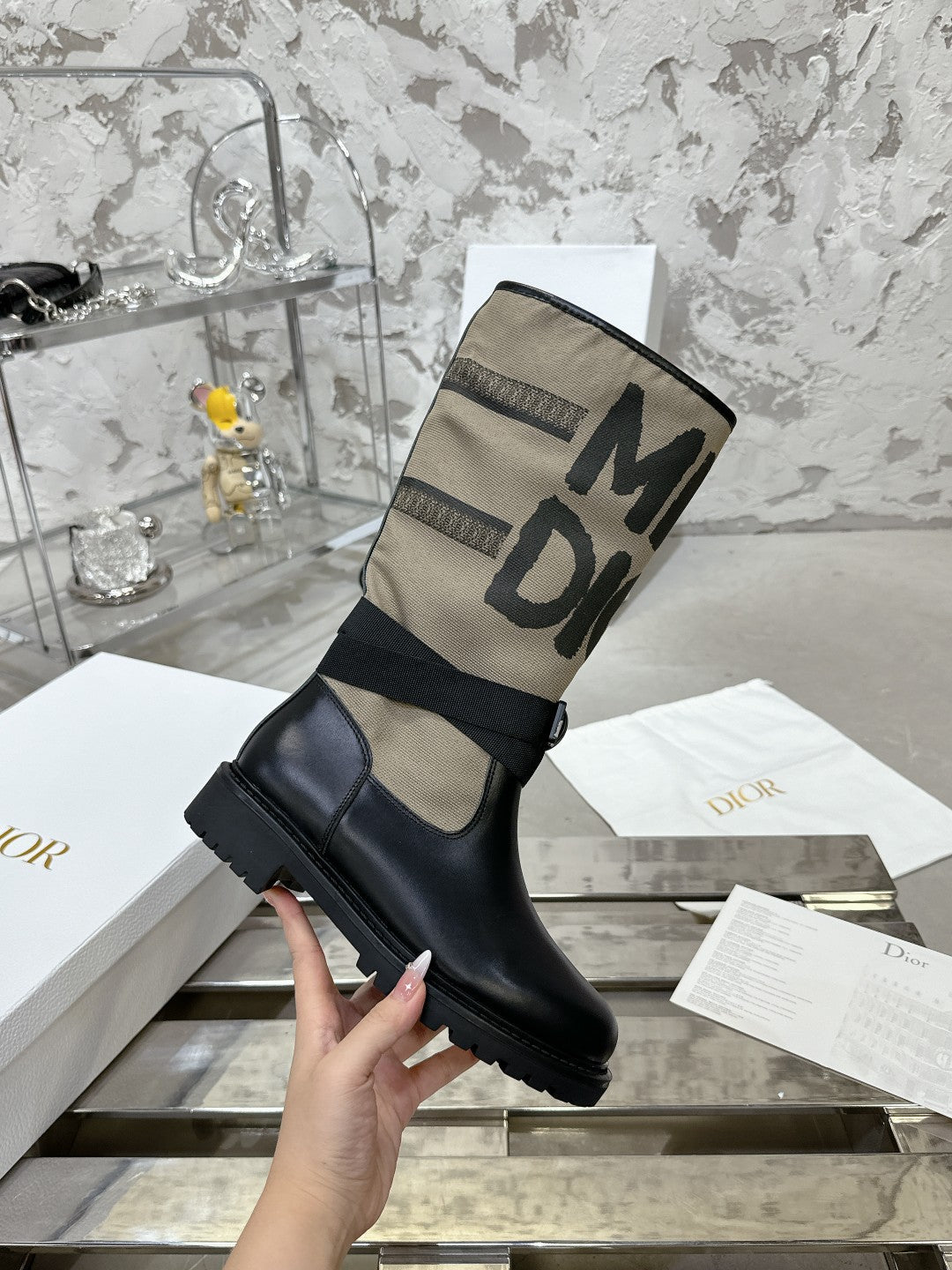 DIOR D-Major Boot In Light Brown Canvas 100574