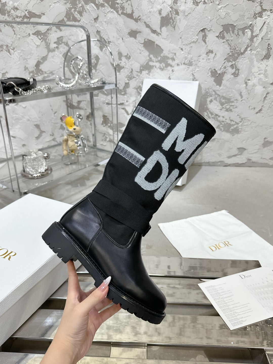 DIOR D-Major Boot In Black Canvas 100576
