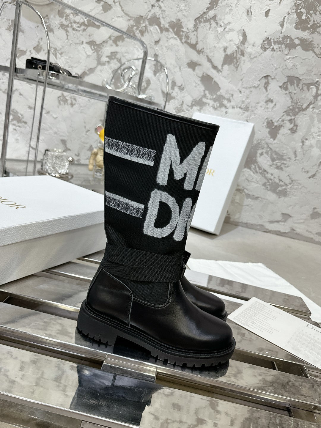 DIOR D-Major Boot In Black Canvas 100576