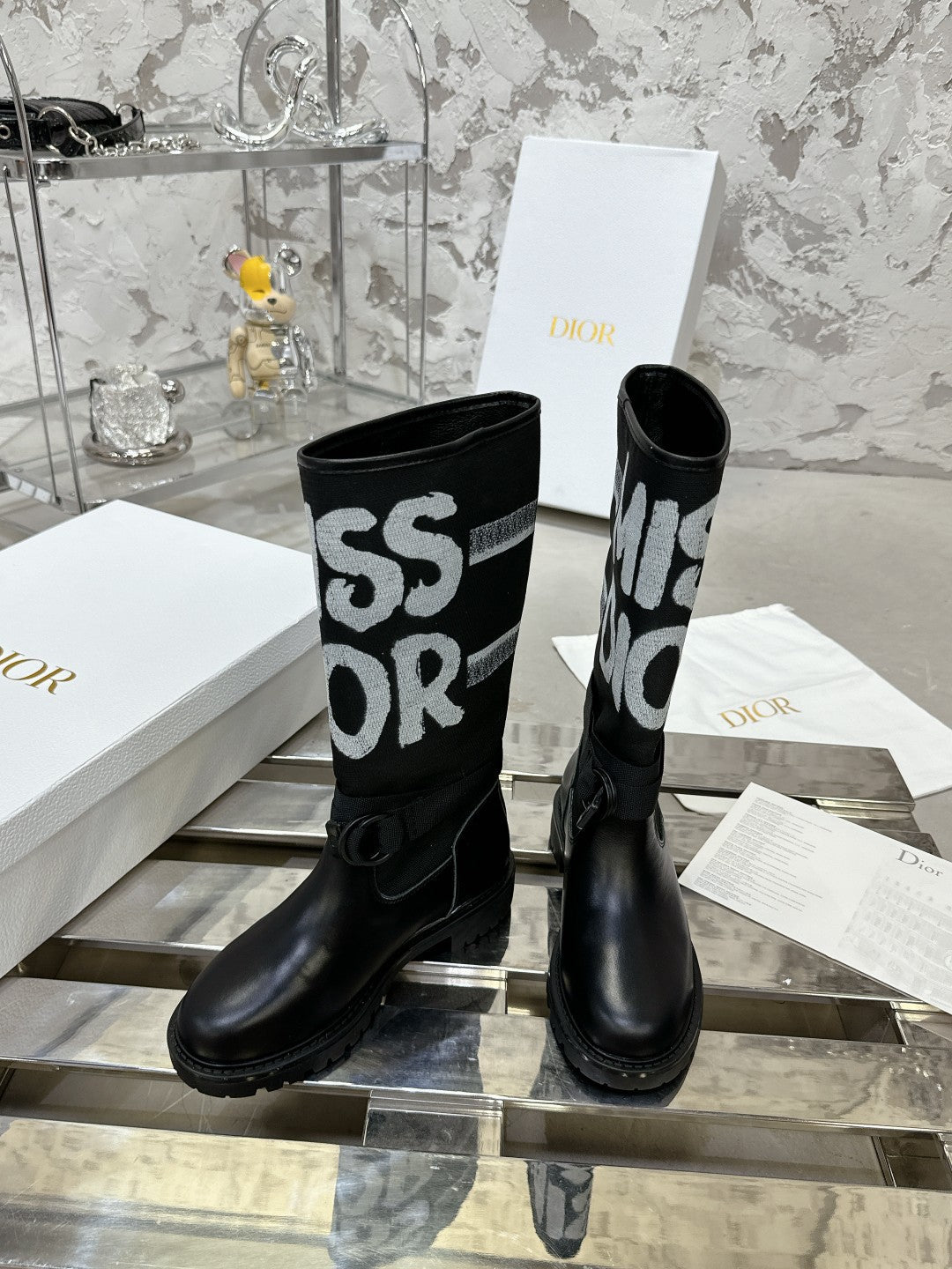 DIOR D-Major Boot In Black Canvas 100576