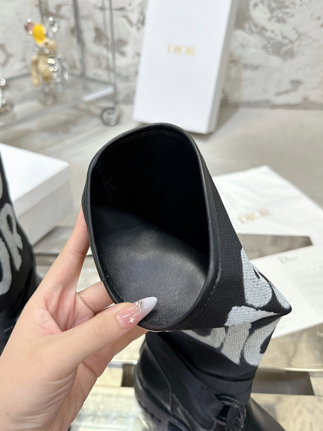 DIOR D-Major Boot In Black Canvas 100576