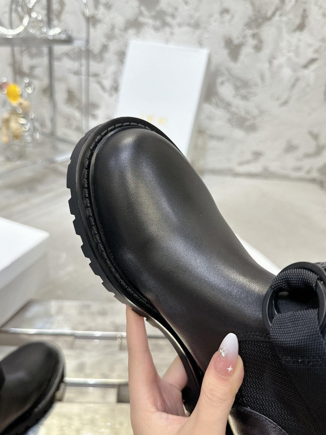 DIOR D-Major Boot In Black Mix White Denim Fabric 100566