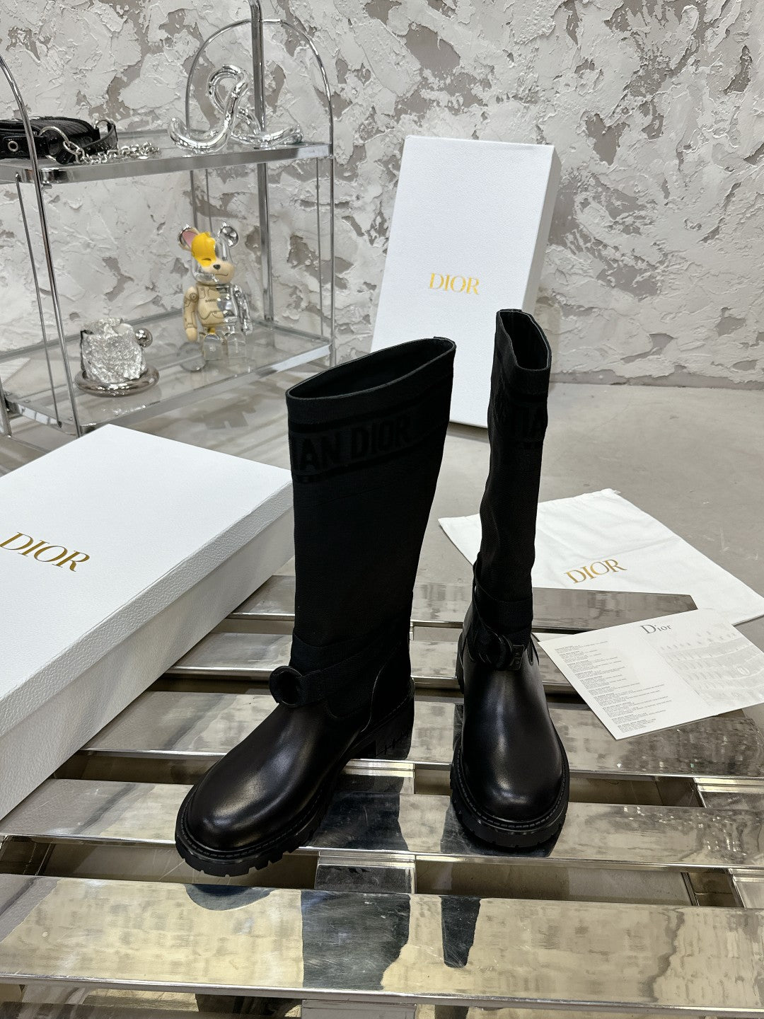DIOR D-Major Boot In Black Denim Fabric 100568