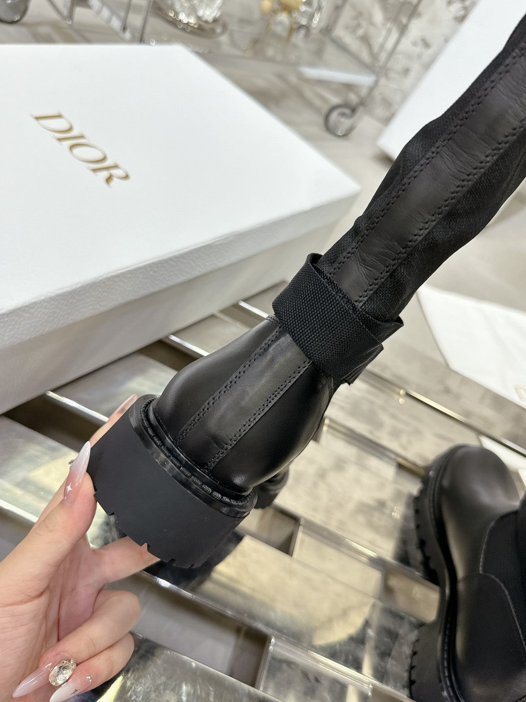 DIOR D-Major Boot In Black Denim Fabric 100568