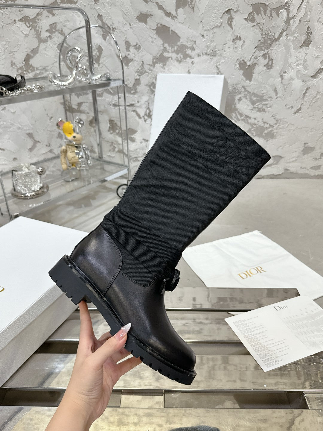 DIOR D-Major Boot In Black Denim Fabric 100568