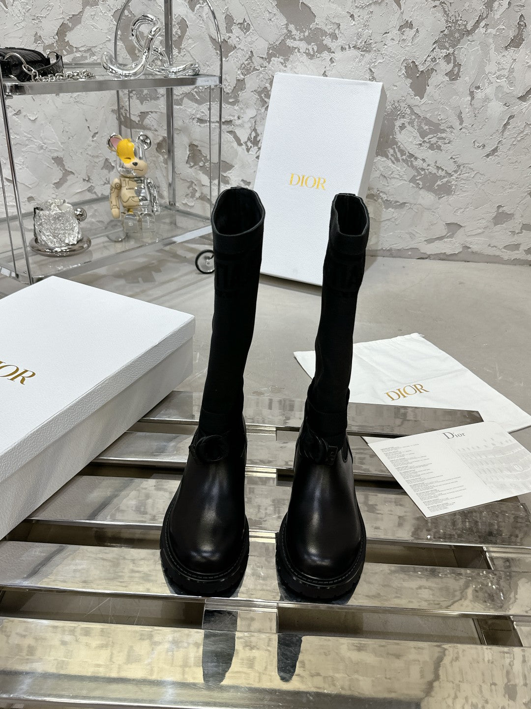 DIOR D-Major Boot In Black Denim Fabric 100568