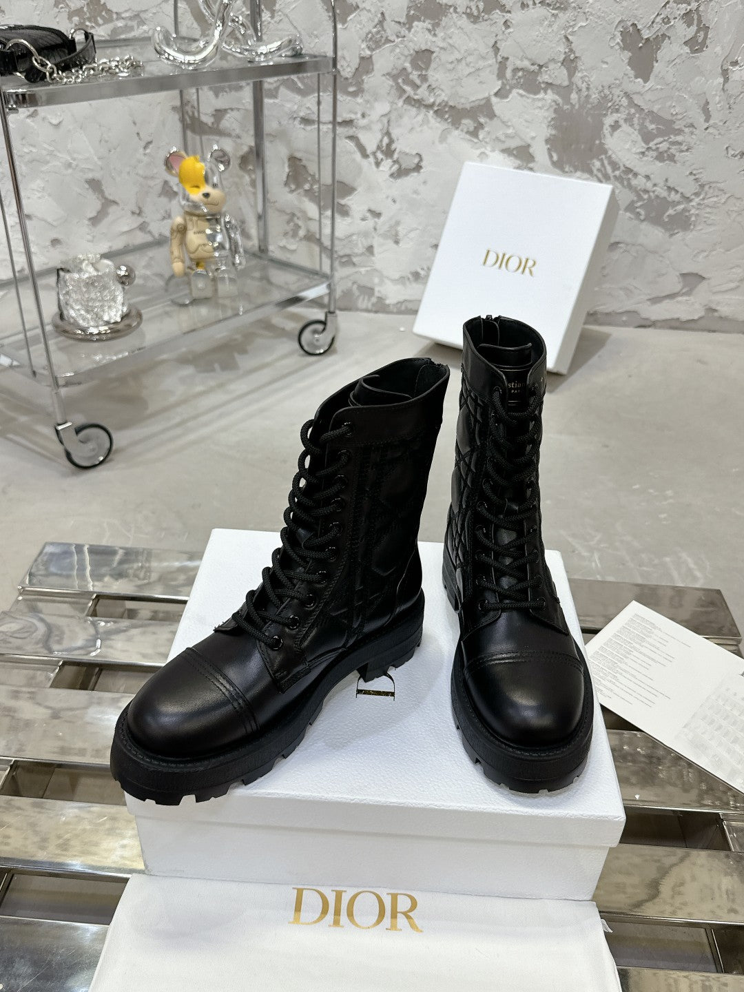 DIOR D-Unit Ankle Boot In Black Cowhide 100583