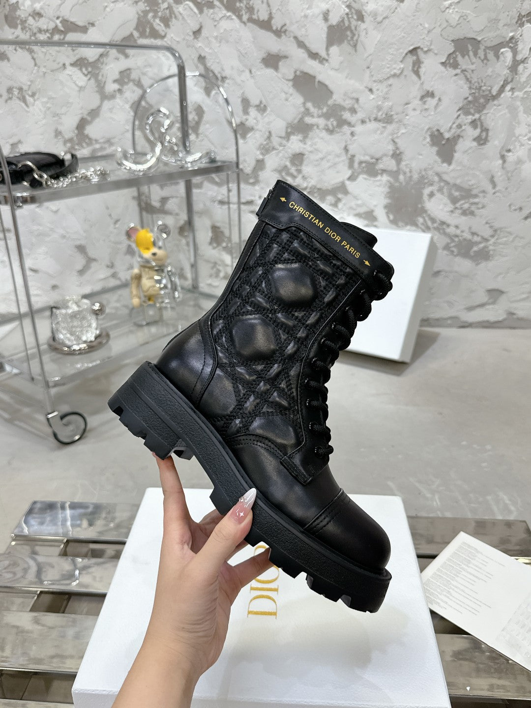 DIOR D-Unit Ankle Boot In Black Cowhide 100583