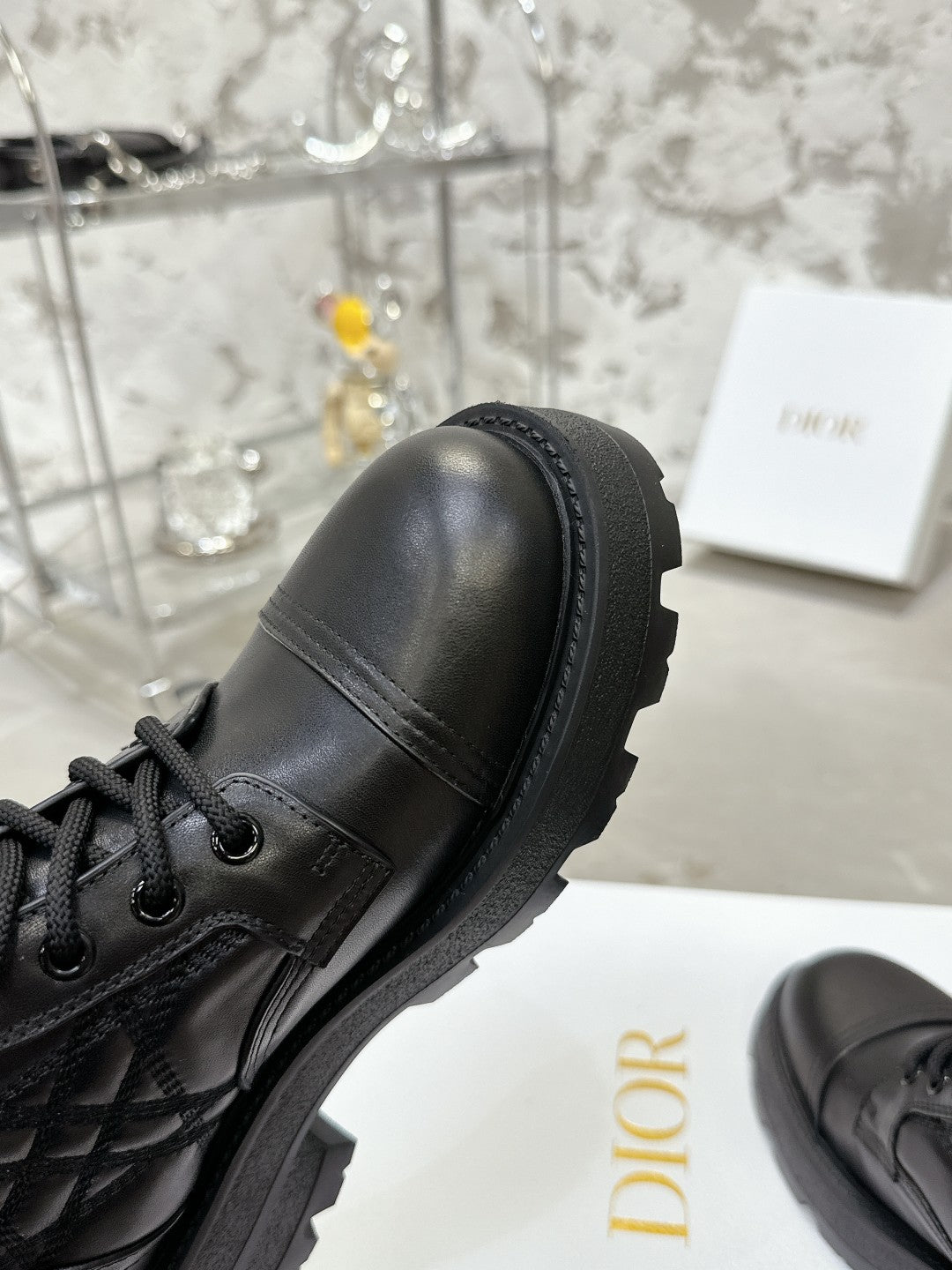 DIOR D-Unit Ankle Boot In Black Cowhide 100583