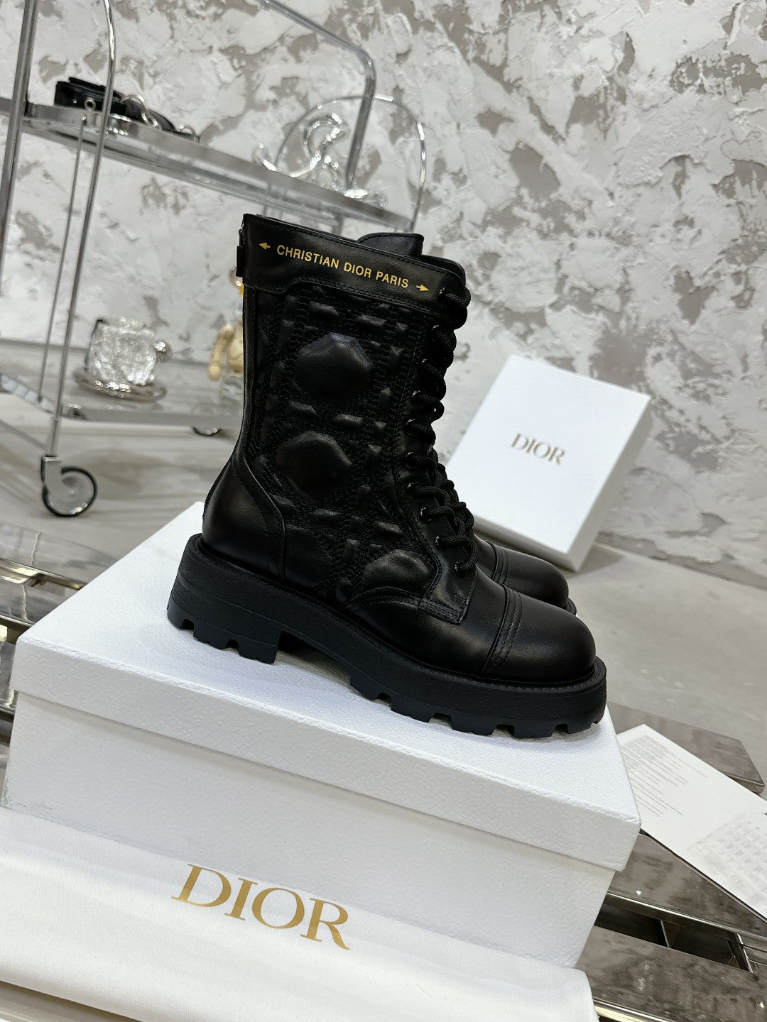 DIOR D-Unit Ankle Boot In Black Cowhide 100583