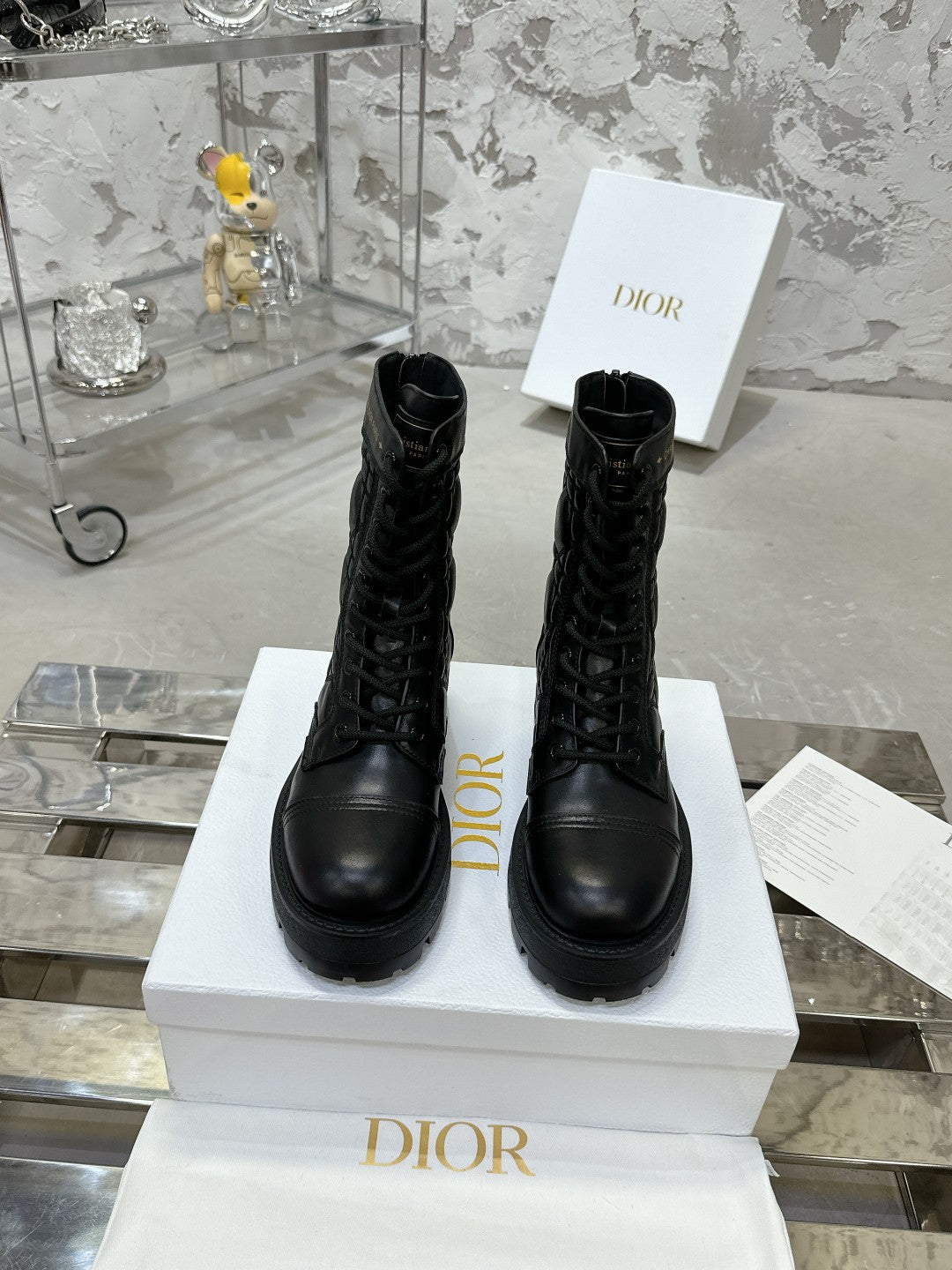 DIOR D-Unit Ankle Boot In Black Cowhide 100583