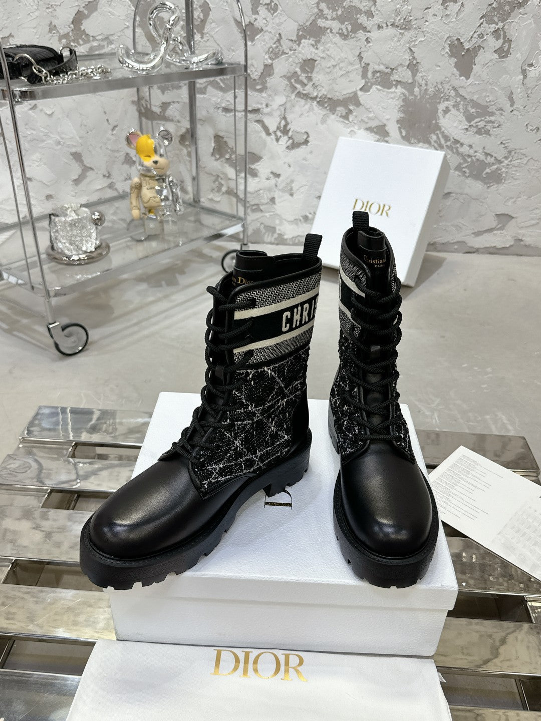 DIOR D-Major Ankle Boot In Black Tweed 100592