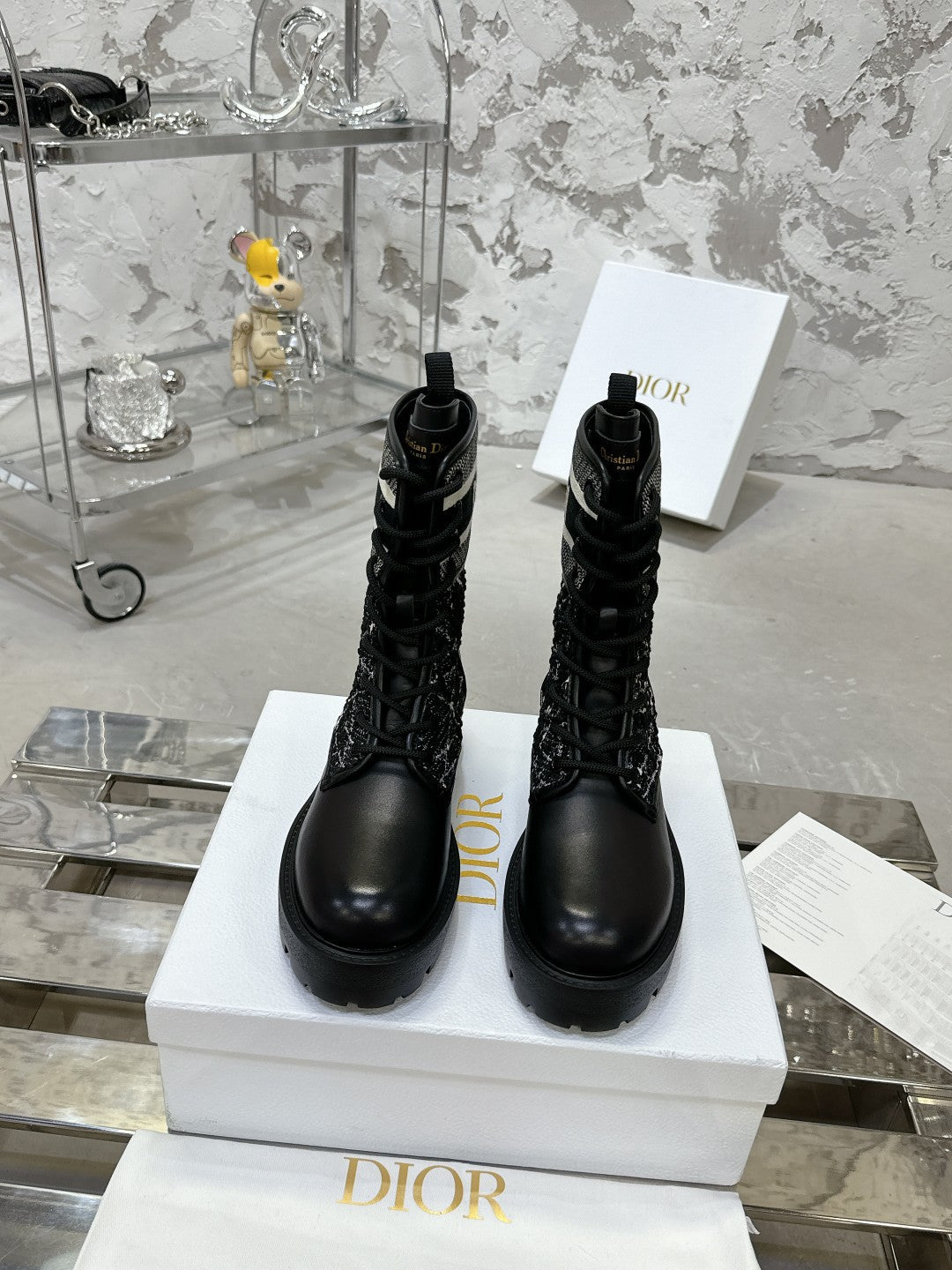 DIOR D-Major Ankle Boot In Black Tweed 100592