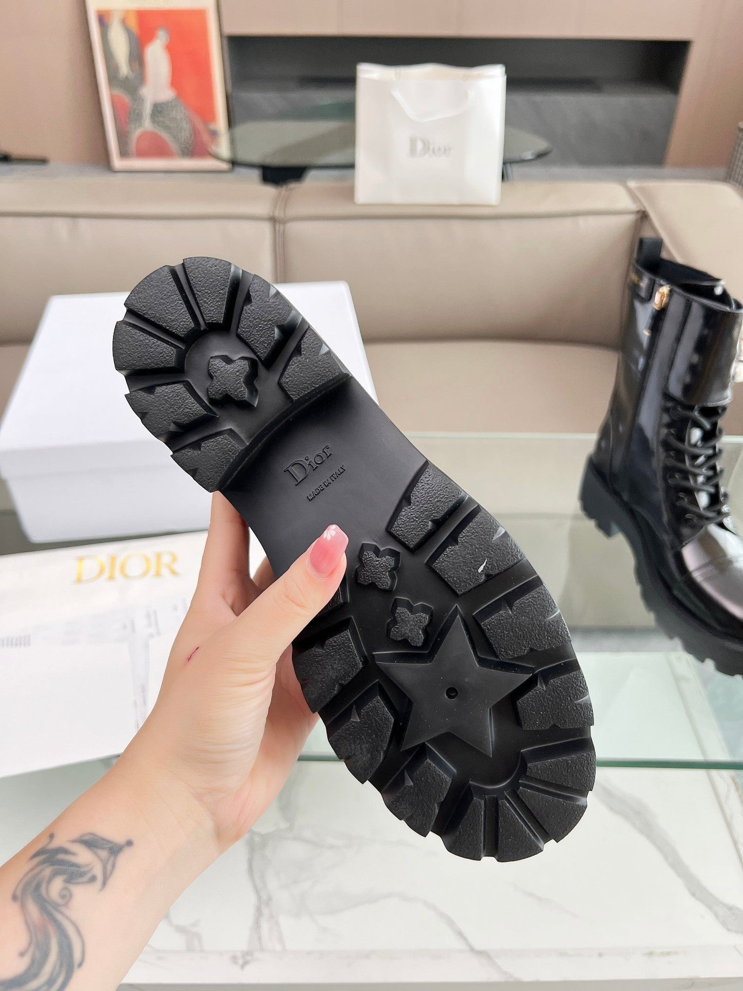DIOR D-Strike Ankle Boot Glossy Black Calfskin