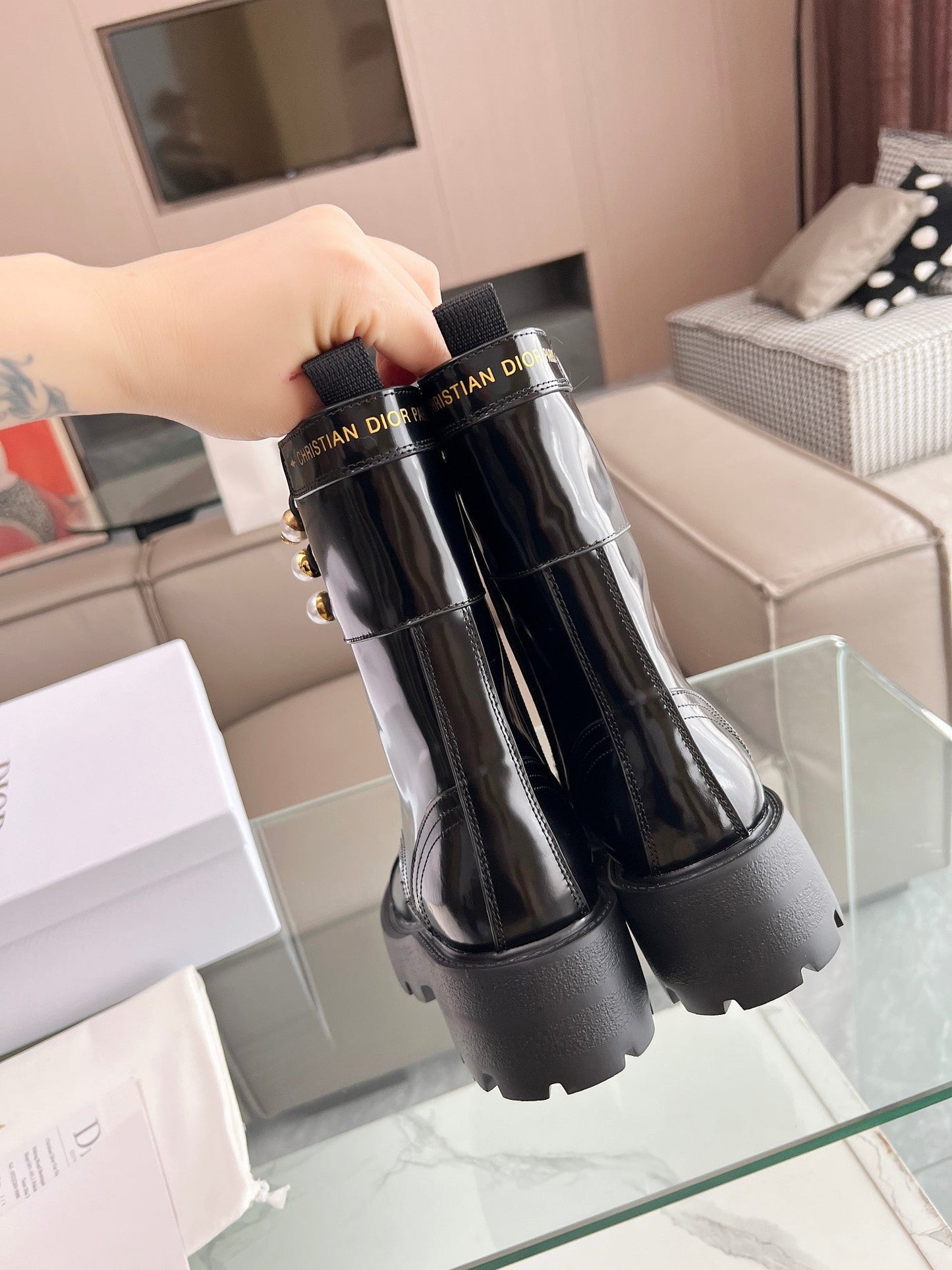 DIOR D-Strike Ankle Boot Glossy Black Calfskin