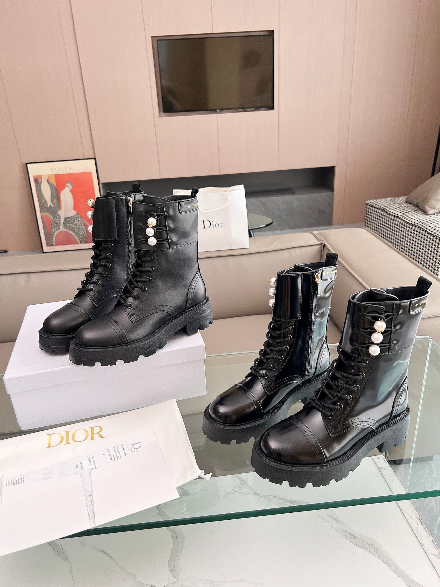 DIOR D-Strike Ankle Boot Glossy Black Calfskin