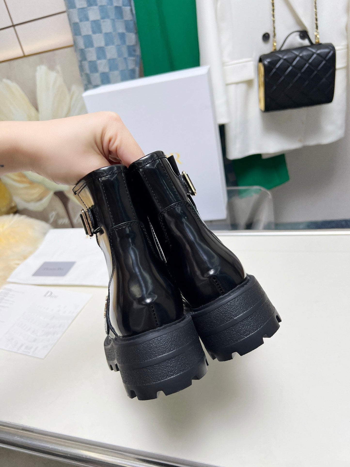 DIOR D-Quest Ankle Boot Glossy Black Calfskin